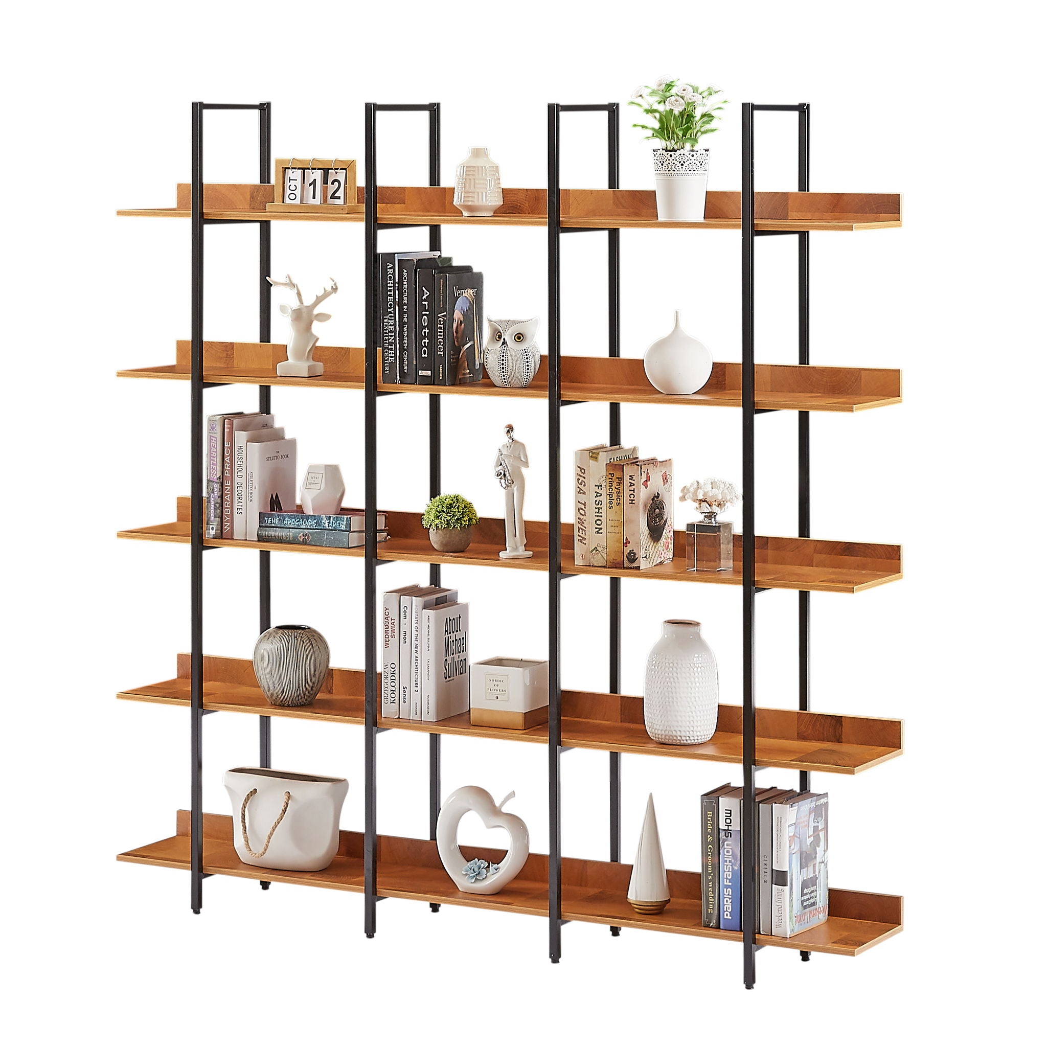 Vintage Industrial 5 Tier Open Bookcase