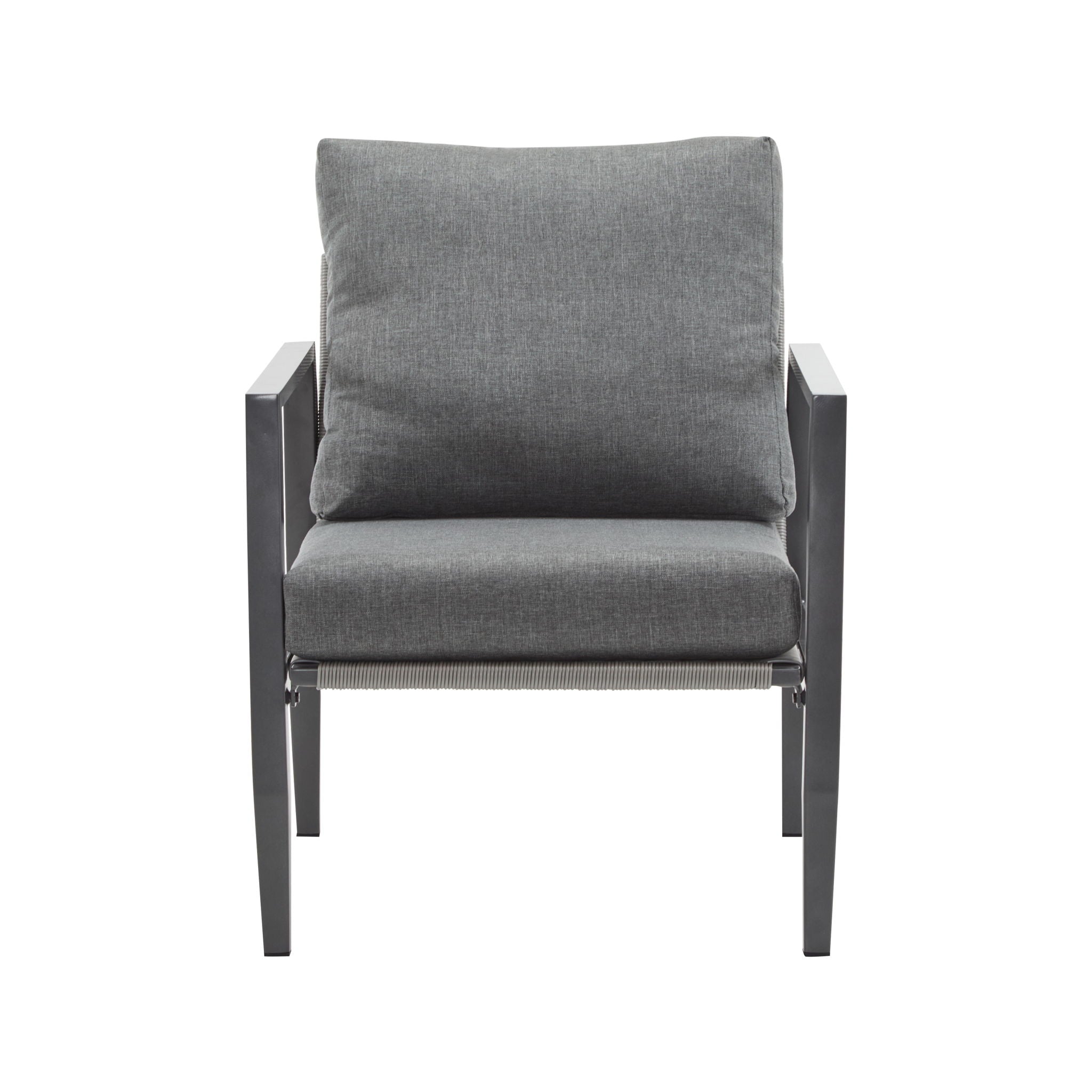 Modern Lounge Chair With Rope Accents And Cushions
