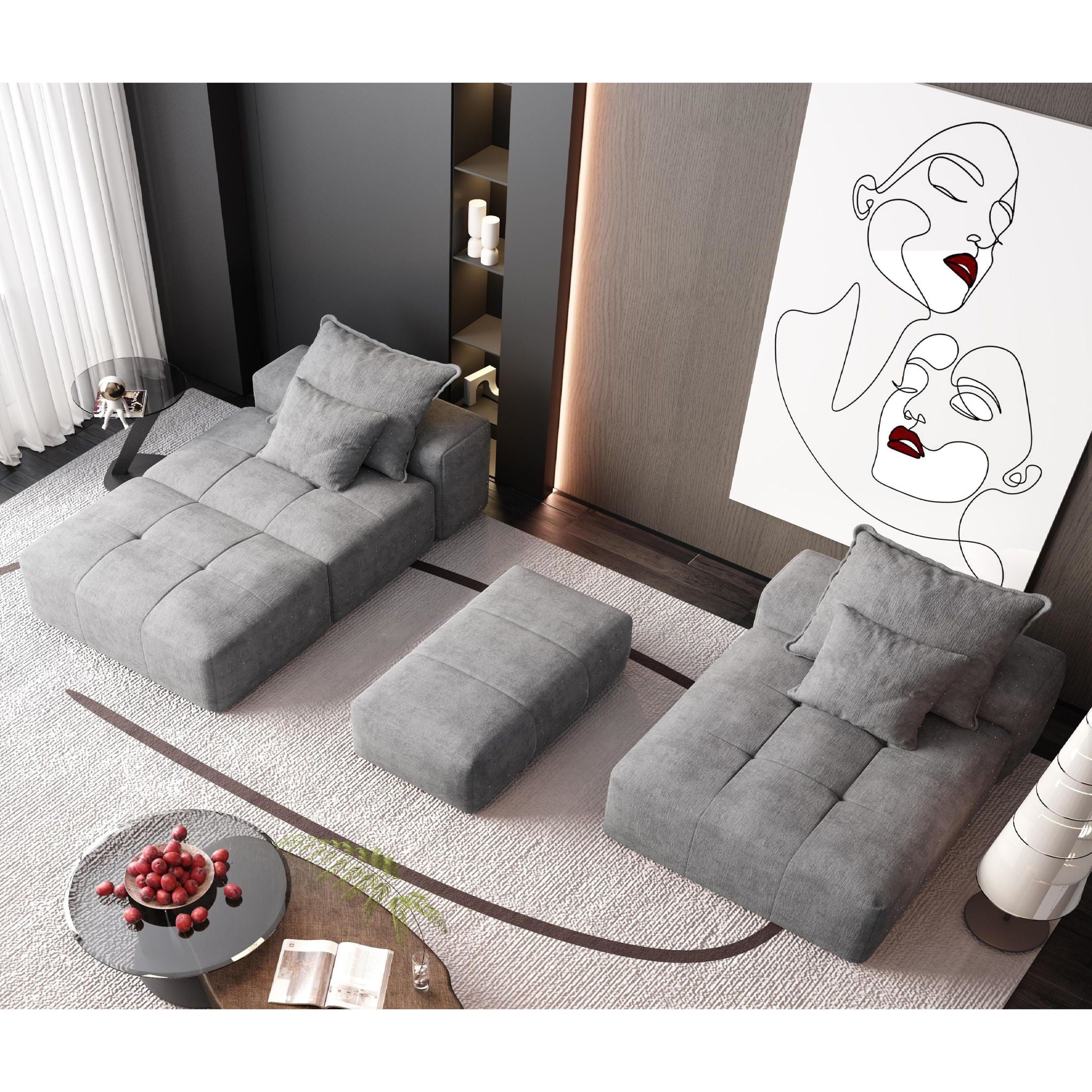 Modern Oversized Diy Combination Modular Sectional Sofa With Pillows