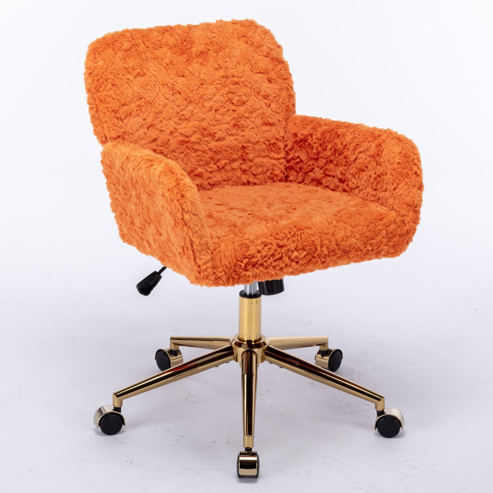 Office Chair, Artificial Rabbit Hair Home Office Chair With Metal Base, Adjustable Desk Chair Swivel Office Chair, Vanity Chair
