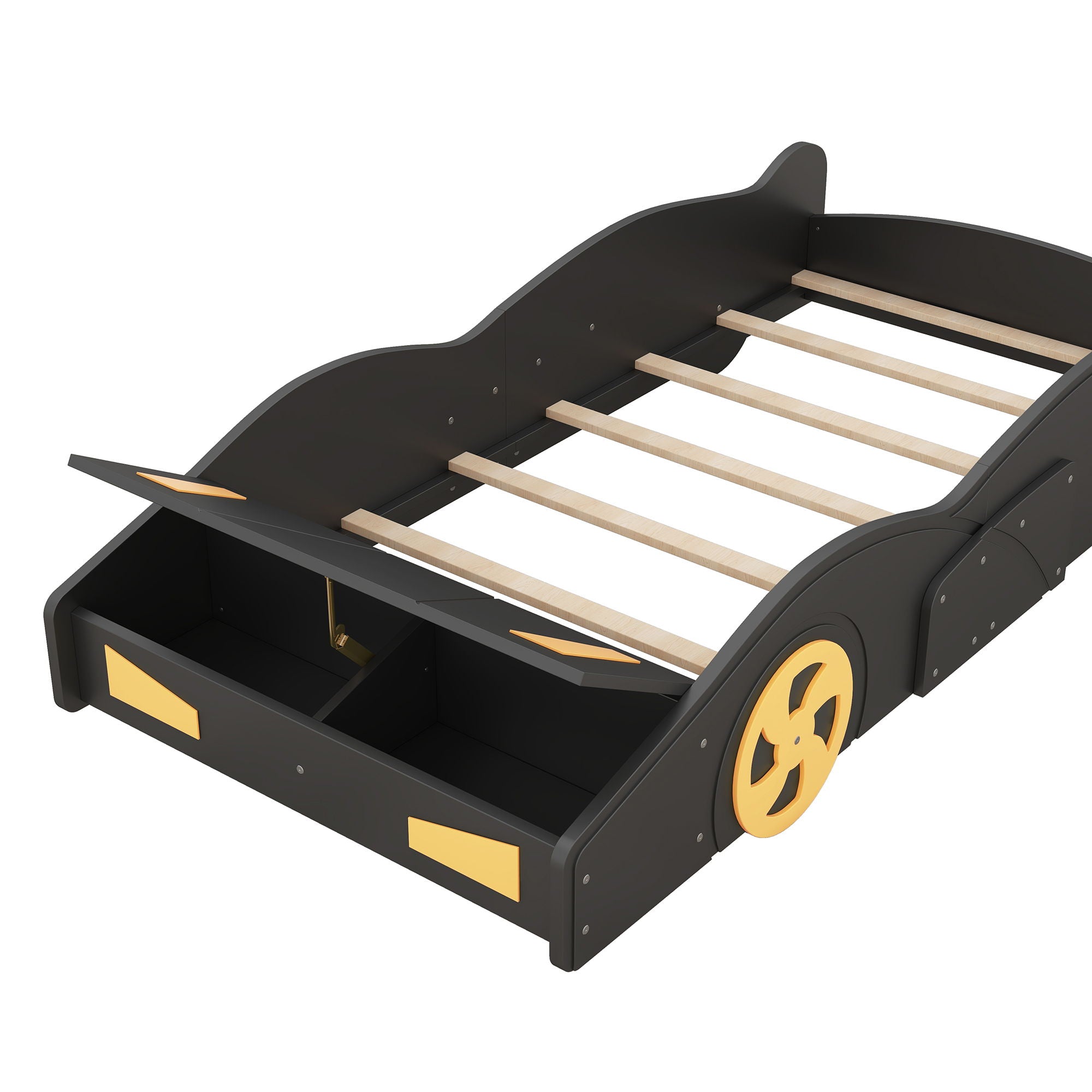 Race Car Shaped Platform Bed With Wheels And Storage