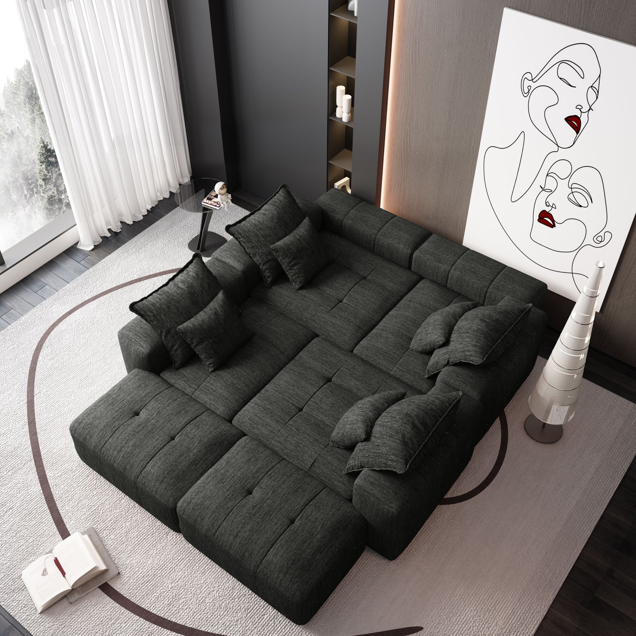 Modern Oversized Diy Combination Modular Sectional Sofa With Pillows