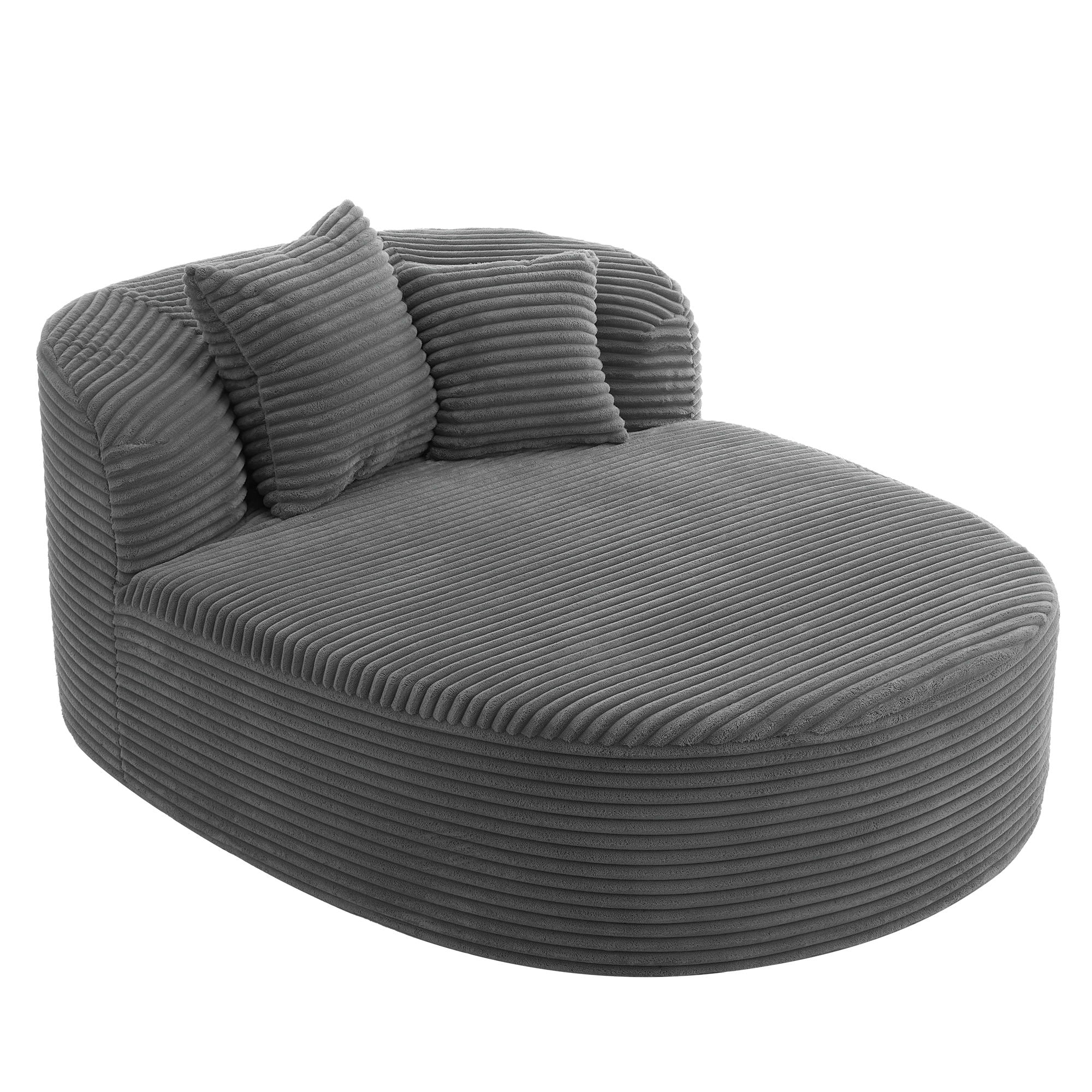 Modern Chaise Lounge Sofa Boneless Couch With Supportive Pillows