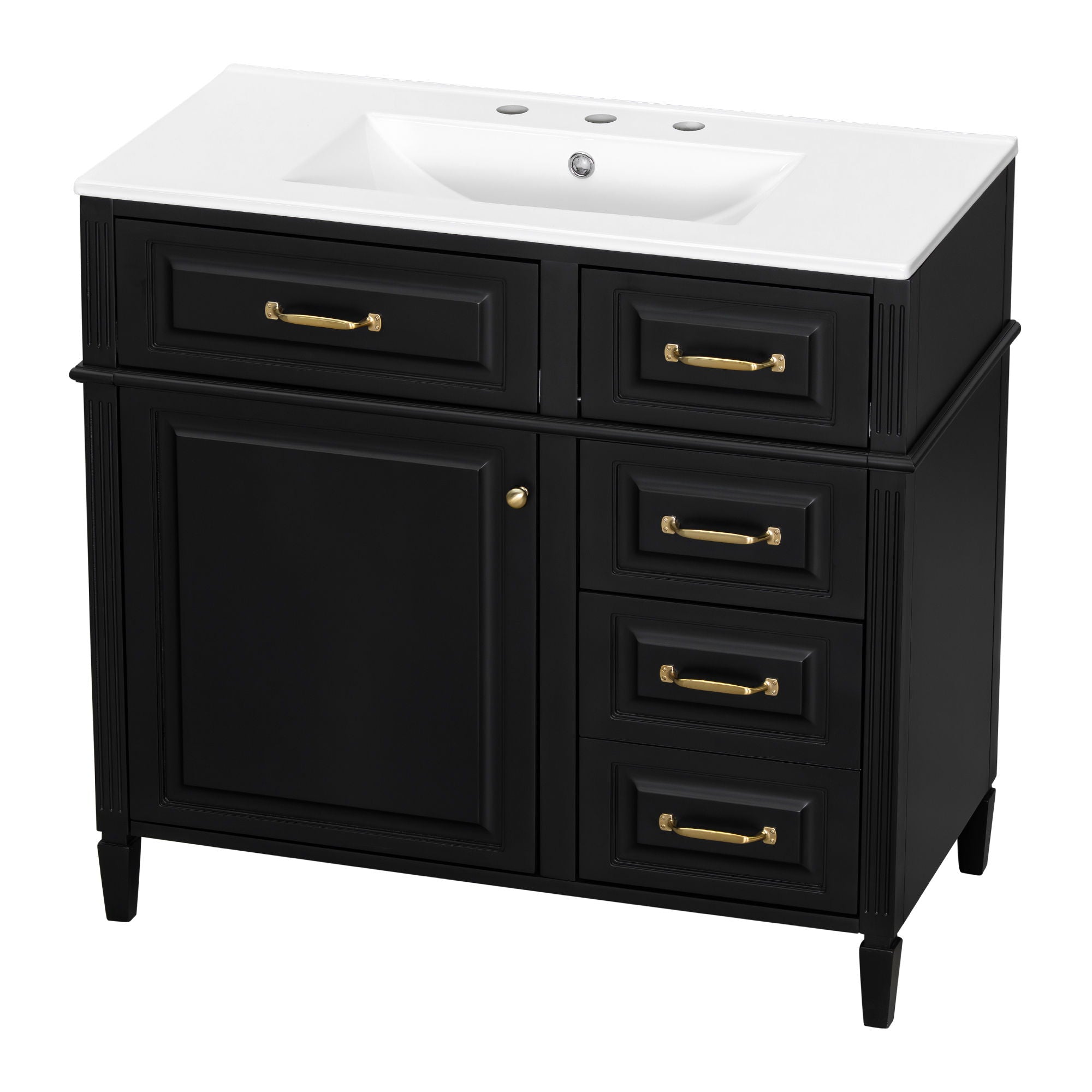 Modern Bathroom Vanity With Sink Top, Flip Drawer Design