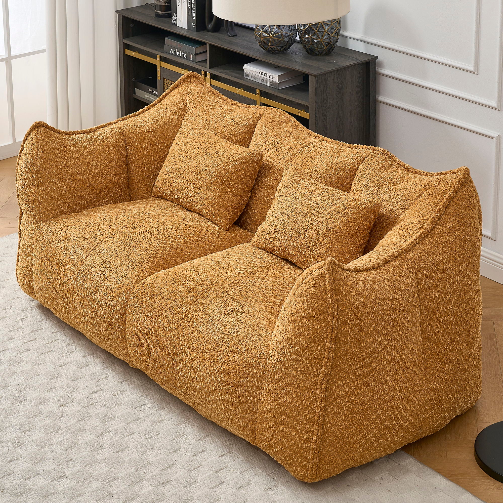 Comfortable Dual Beanbag Chair With High Resilience Foam Core For 2 People