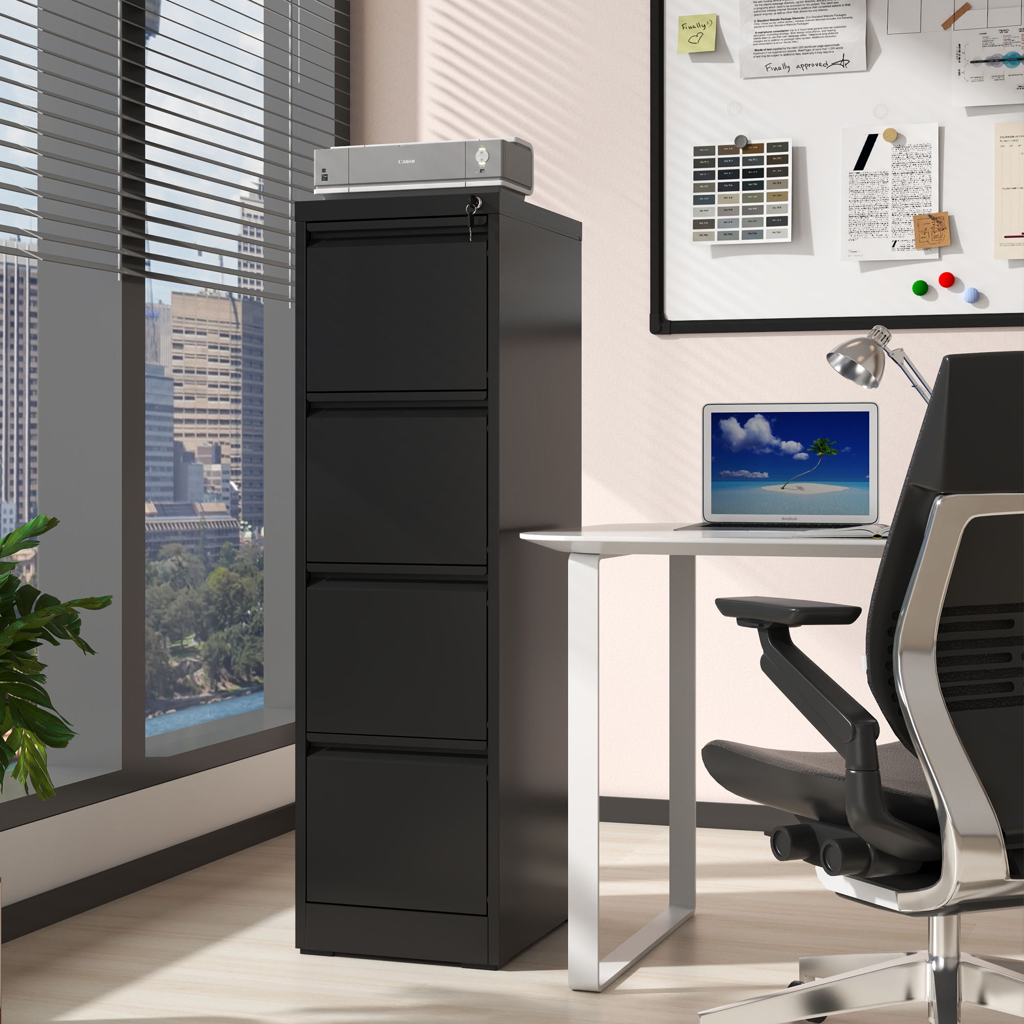 Steel Drawer Vertical File Cabinet With Lock For A4 Legal / Letter Size