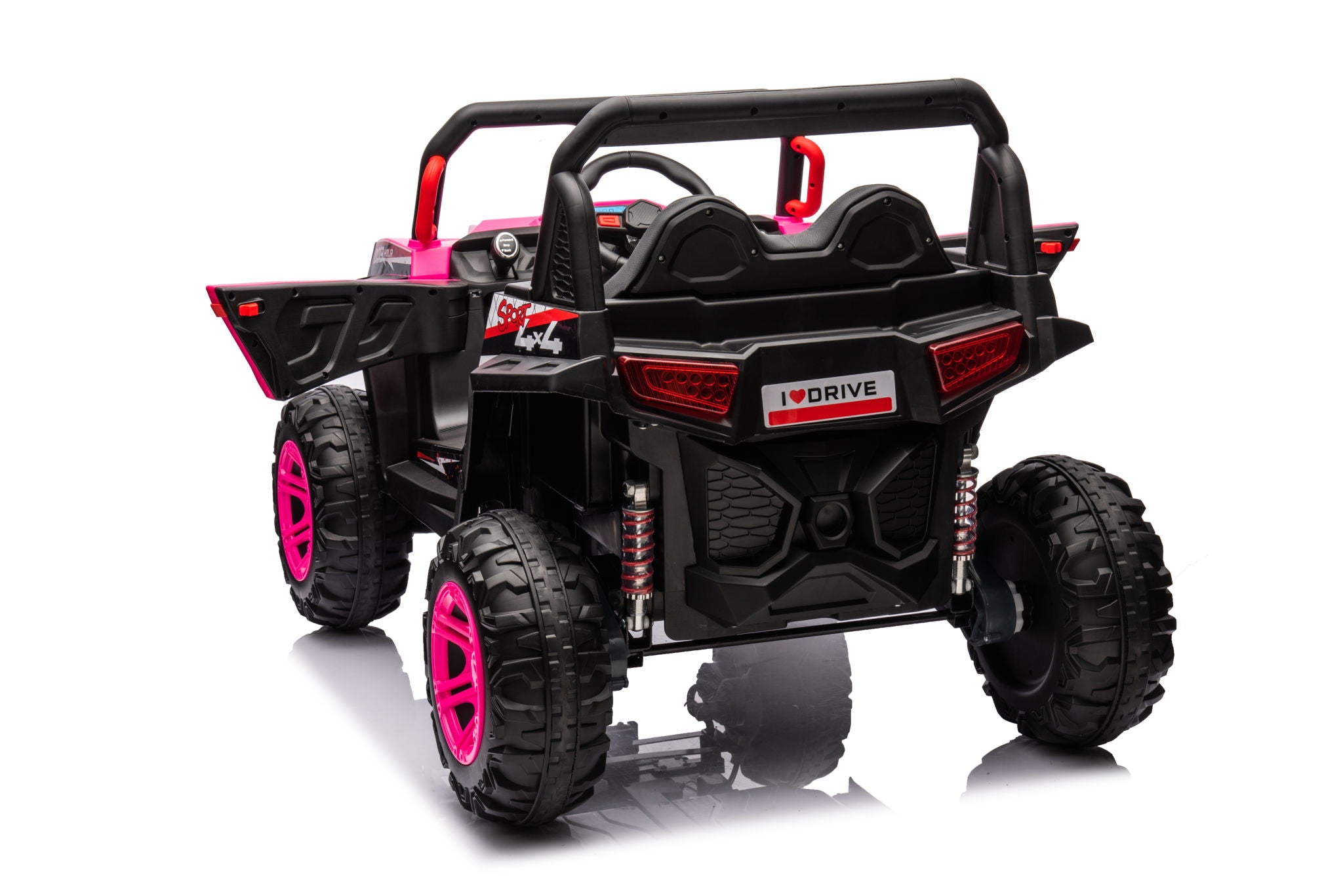 12V7A*1 30W*4 Four-Wheel Drive Seat One Button Start, Forward And Backward, High And Low Speed, Music, Front Light, Power Display, Two Doors Can Open, 2.4G R / C, Seat Belt Four Wheel Absorber