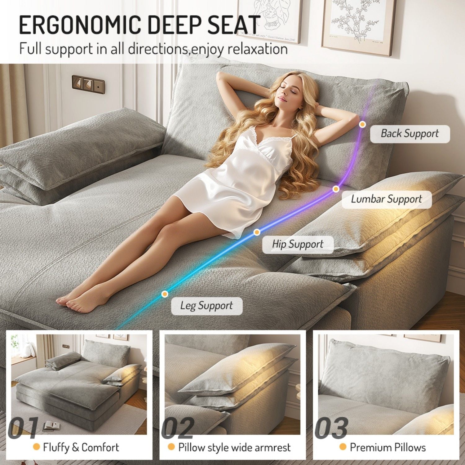 Modern Oversized Double Chaise Lounge Chair