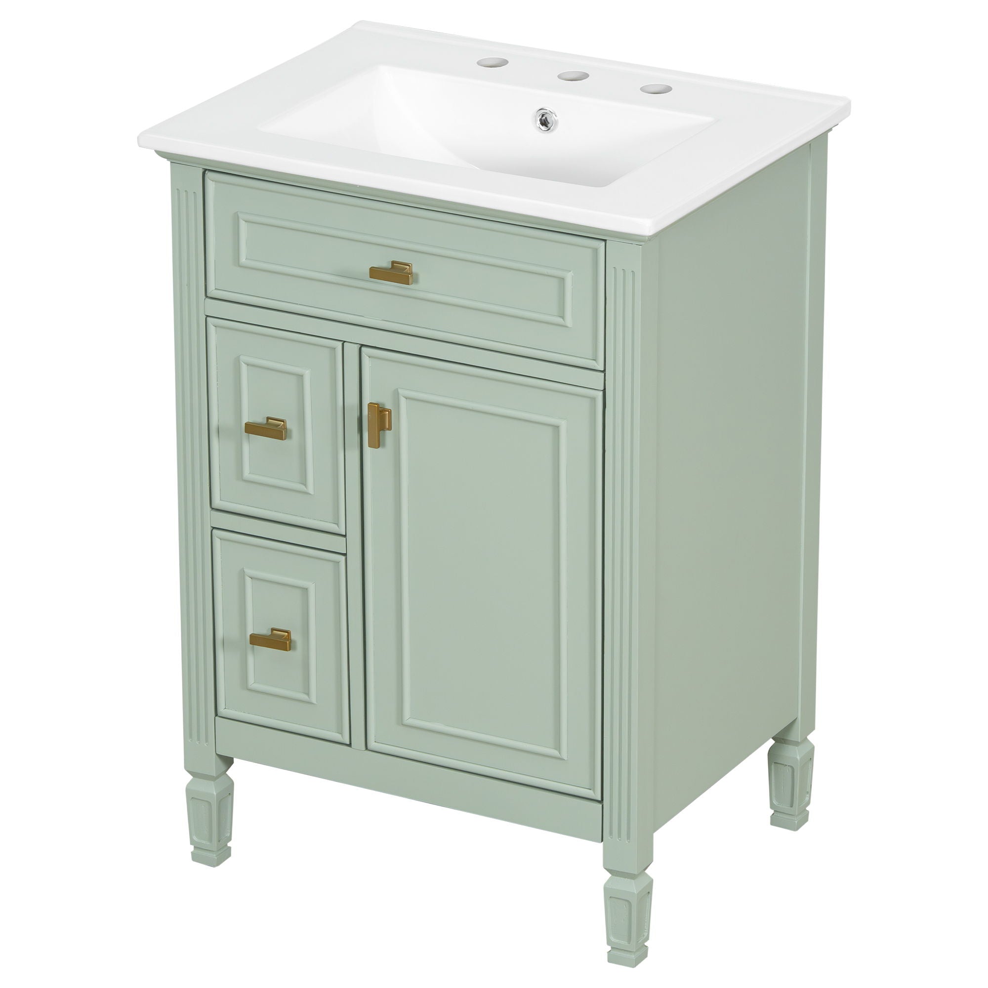 Modern Bathroom Vanity With Sink, Flip Drawer, 2 Drawers, Adjustable Shelf