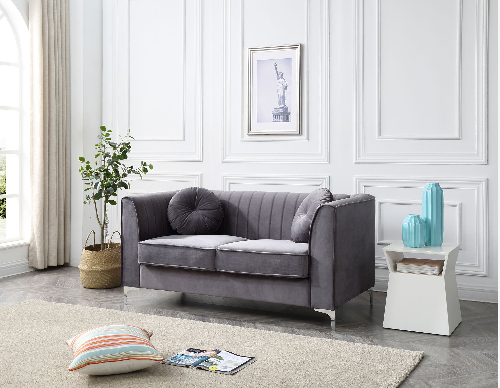 Glam Styled Micro Suede Loveseat
