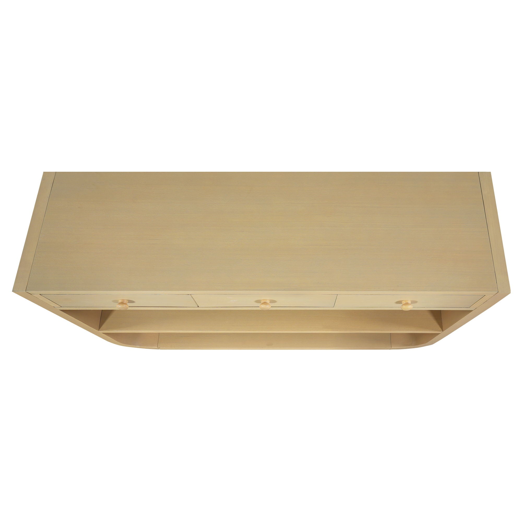 Console Table With 3 Soft Close Drawers & 2 Open Shelves - Natural