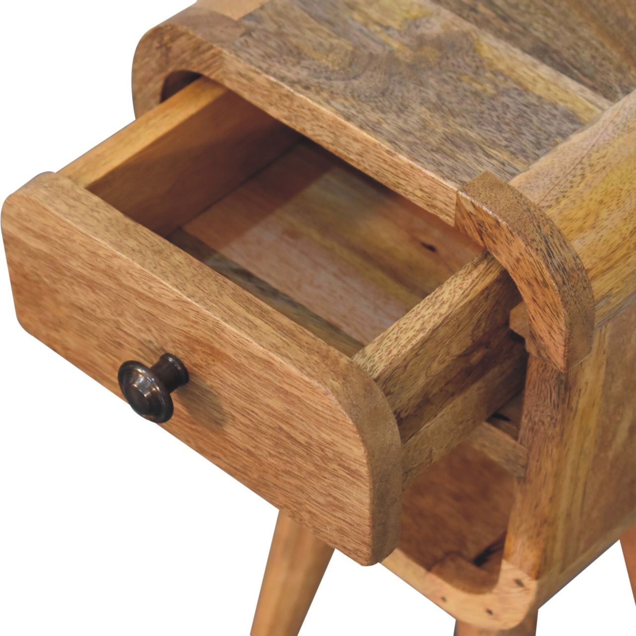 Mini California Curved Nightstand Wth Lower Slot