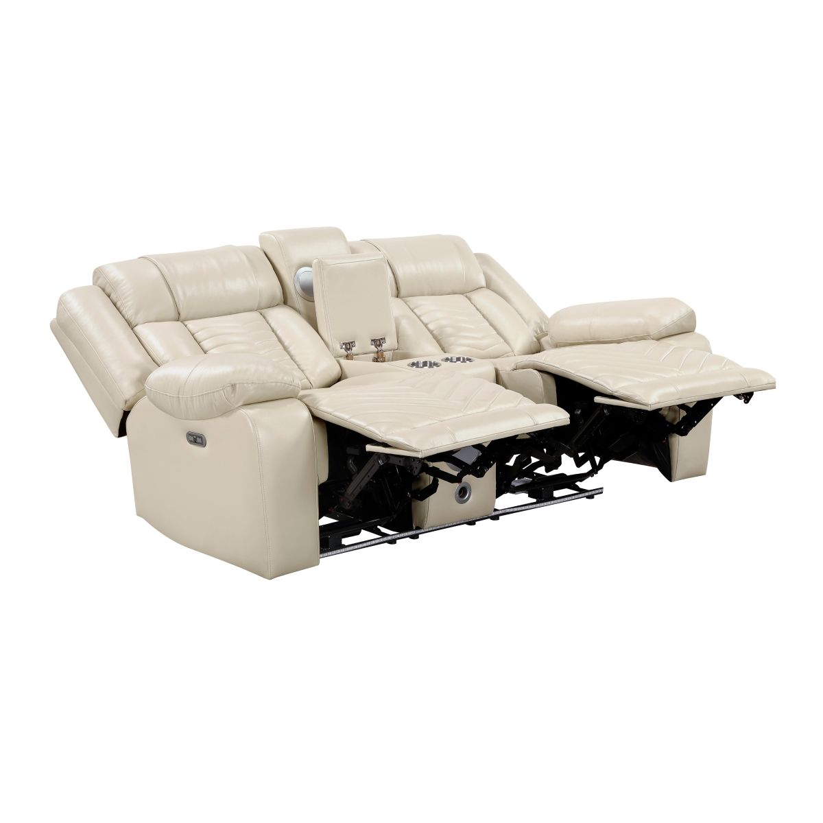 Huron - Power Double Reclining Loveseat With Center Console, Wireless Speakers, LED And Charging Ports