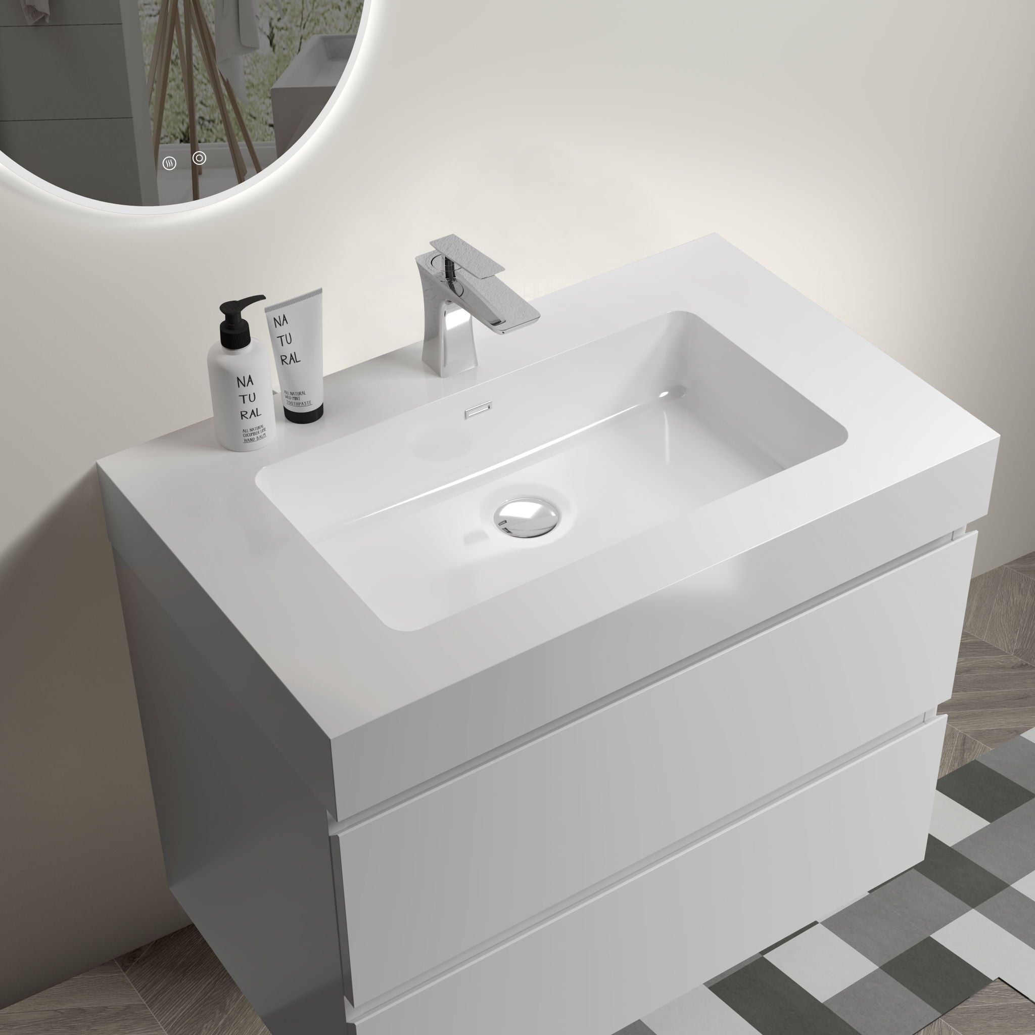 Alice - Bathroom Vanity With Large Storage, Sink, Wall Mounted