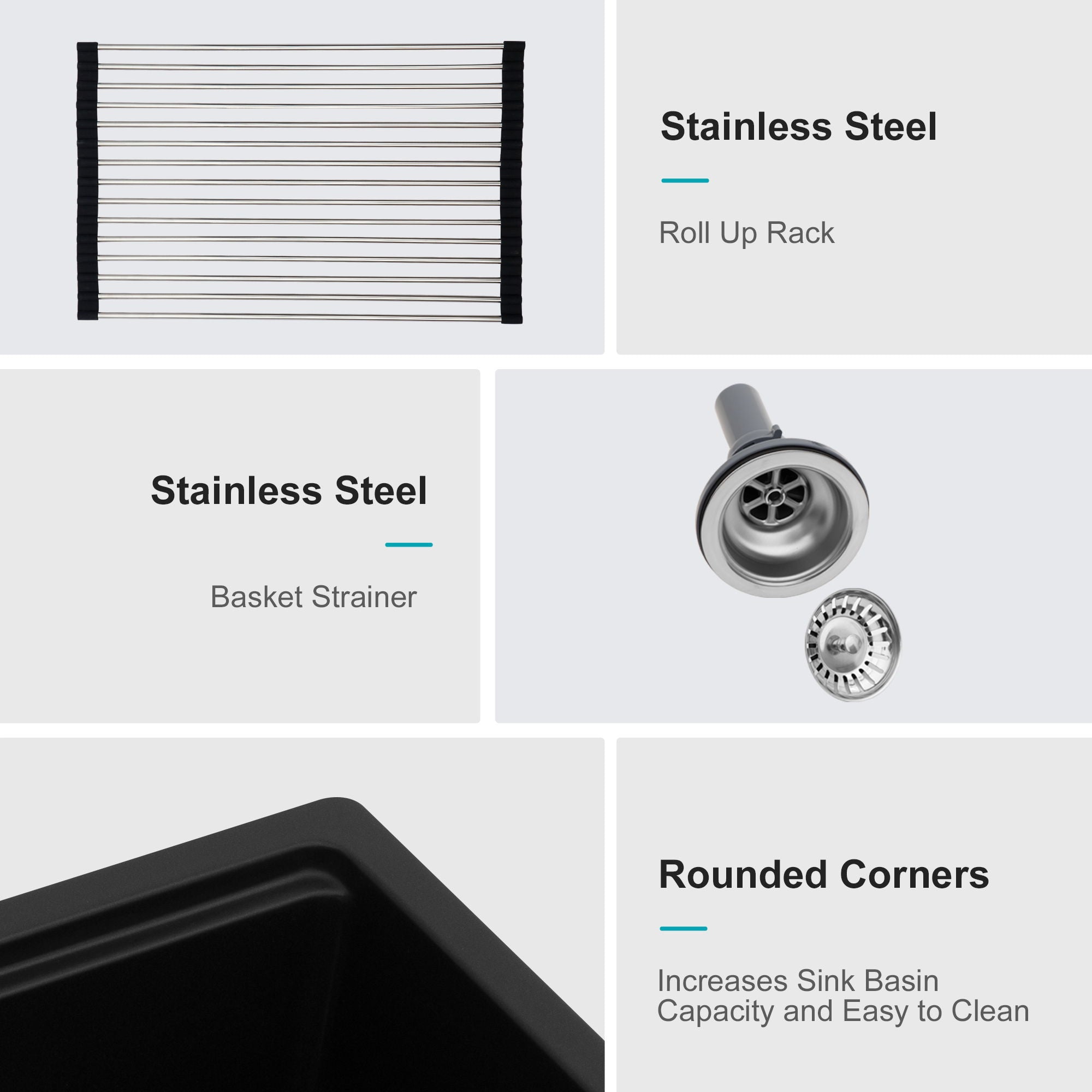 Quartz Kitchen Sink, Granite Composite Workstation Undermount