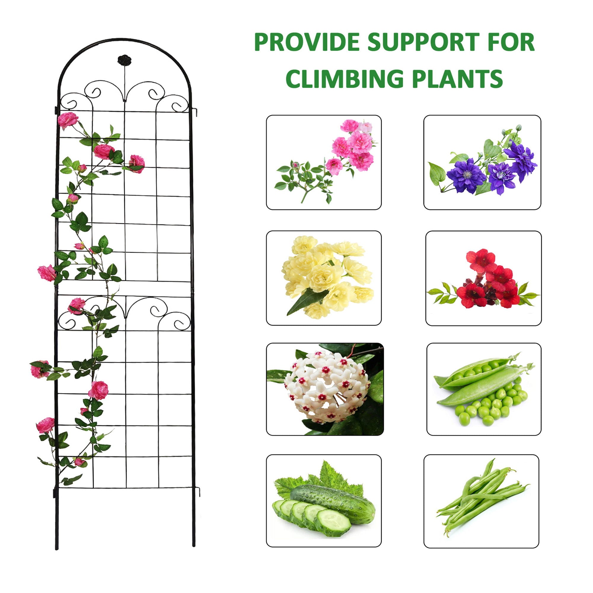 Metal Garden Trellis For Climbing Plants Outdoor Rustproof Plant Support Rose Trellis Netting Trellis