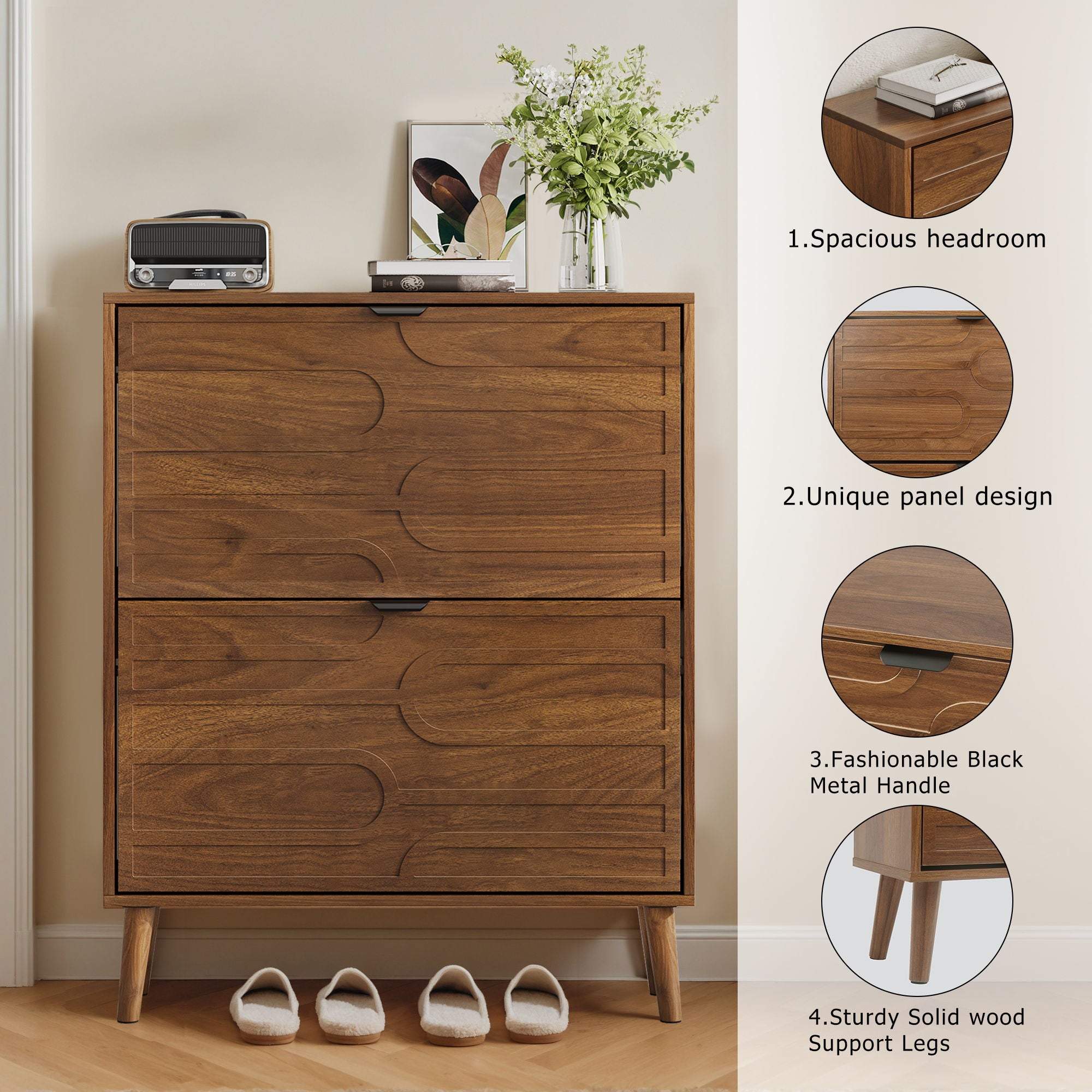Medieval - Independent Shoe Cabinet With 2 Flip Drawers