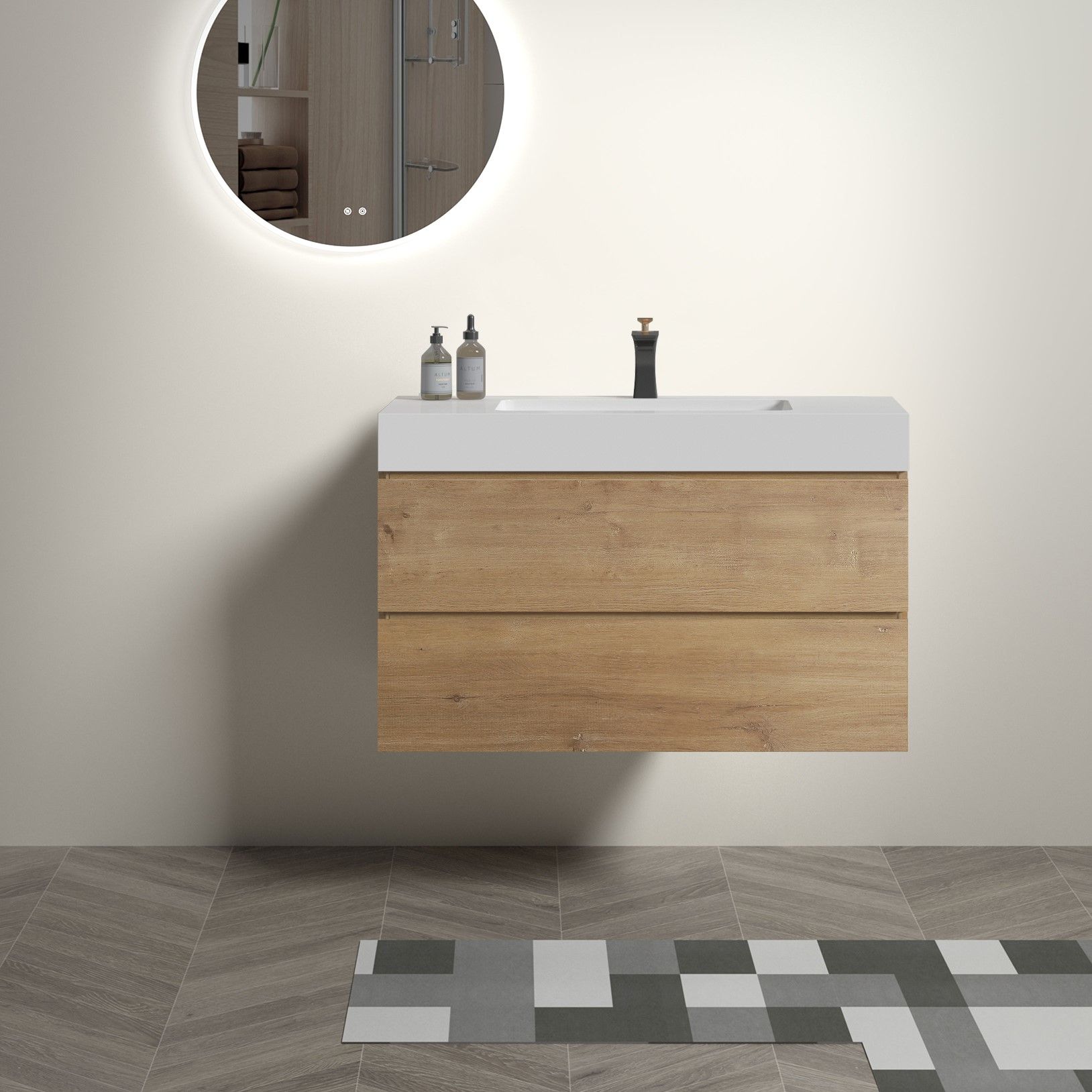 Alice - Bathroom Vanity With Sink, Large Storage, Wall Mounted, Floating