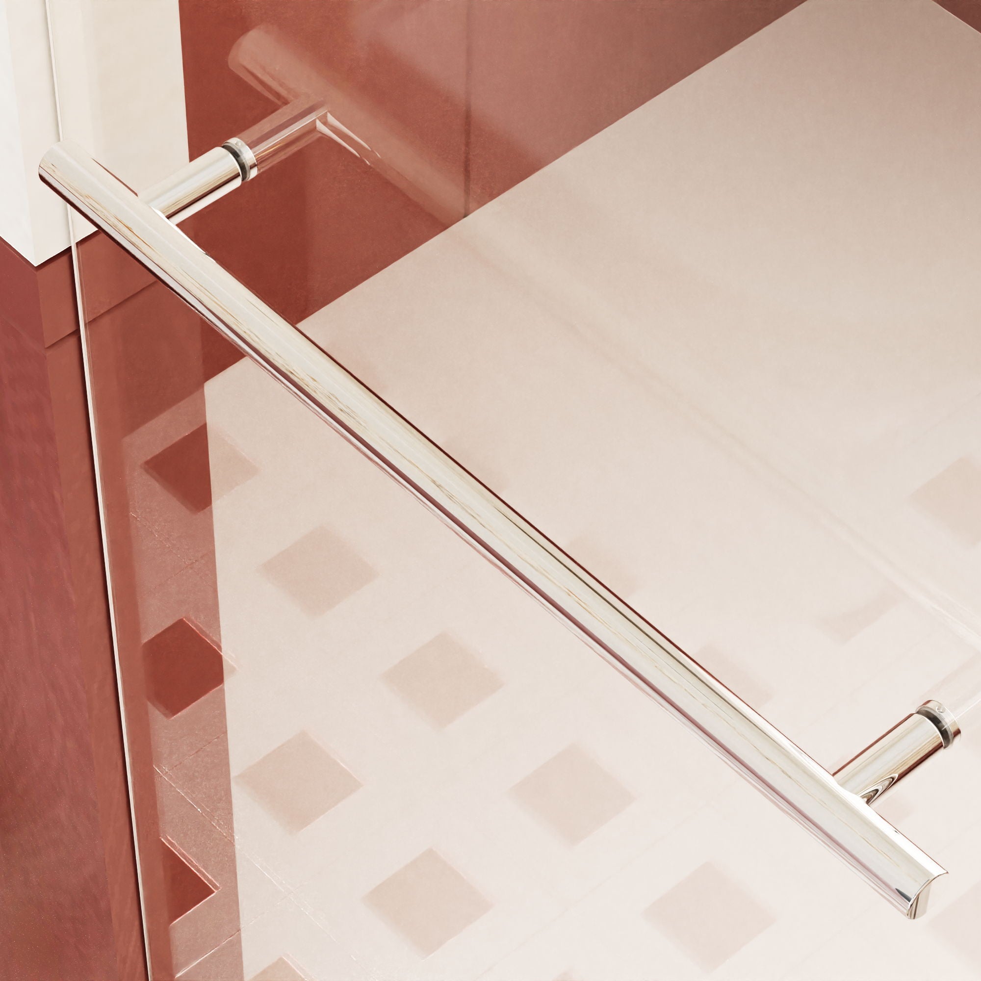 Frameless Single Sliding Shower Doors With Towel Rail & Handle