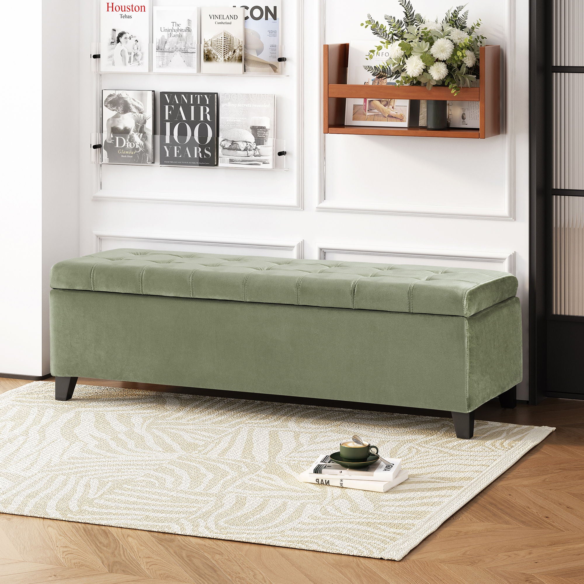 Wendover - Elegant Tufted Storage Bench With Lift-Up Top And Birch Wood Legs