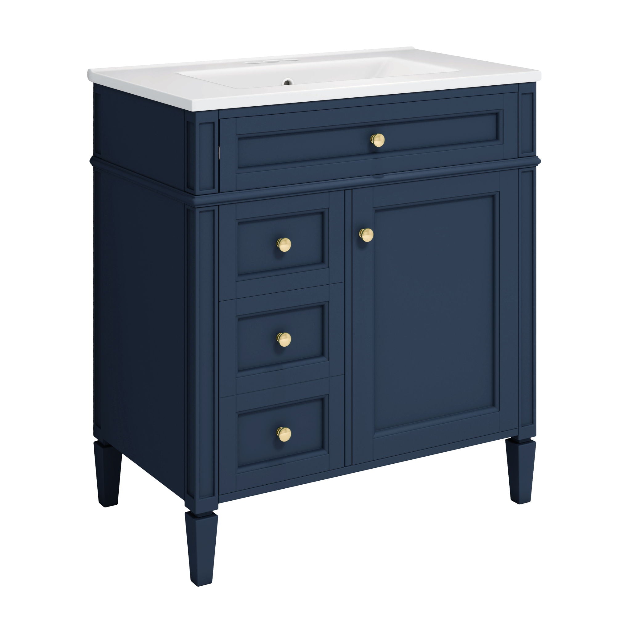 Bathroom Vanity With Top Sink, Storage Cabinet With 2 Drawers, Tip Out Drawer