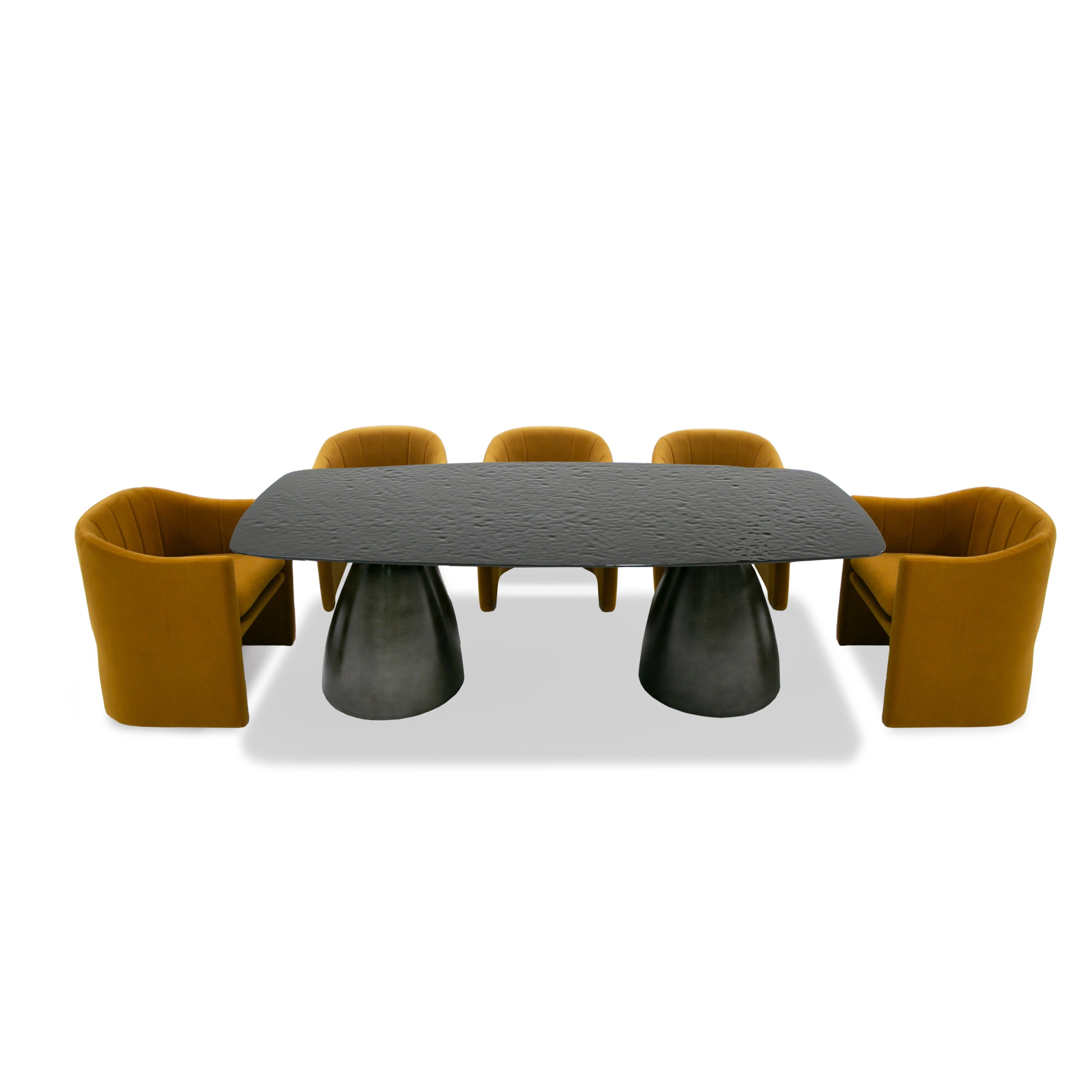 Modrest Calexico - Contemporary Black Wave Glass Rectangular Dining Table
