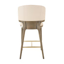 Modrest Calvary - Mid-Century Modern Beige Vegan Leather + Grey Ash Counter Chair