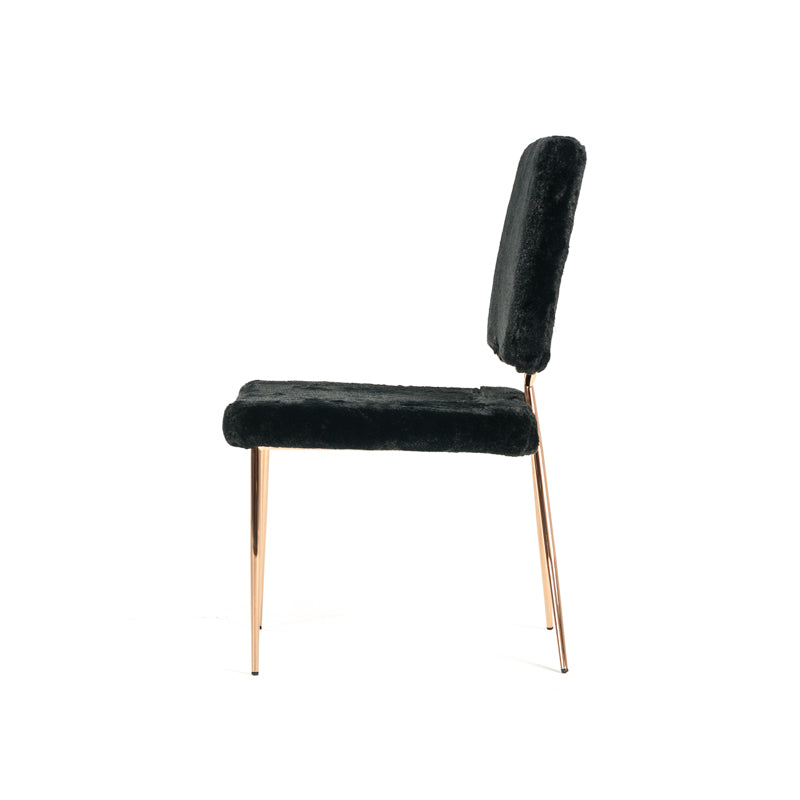 Candace - Modern Black Faux Fur Dining Chair (Set of 2)