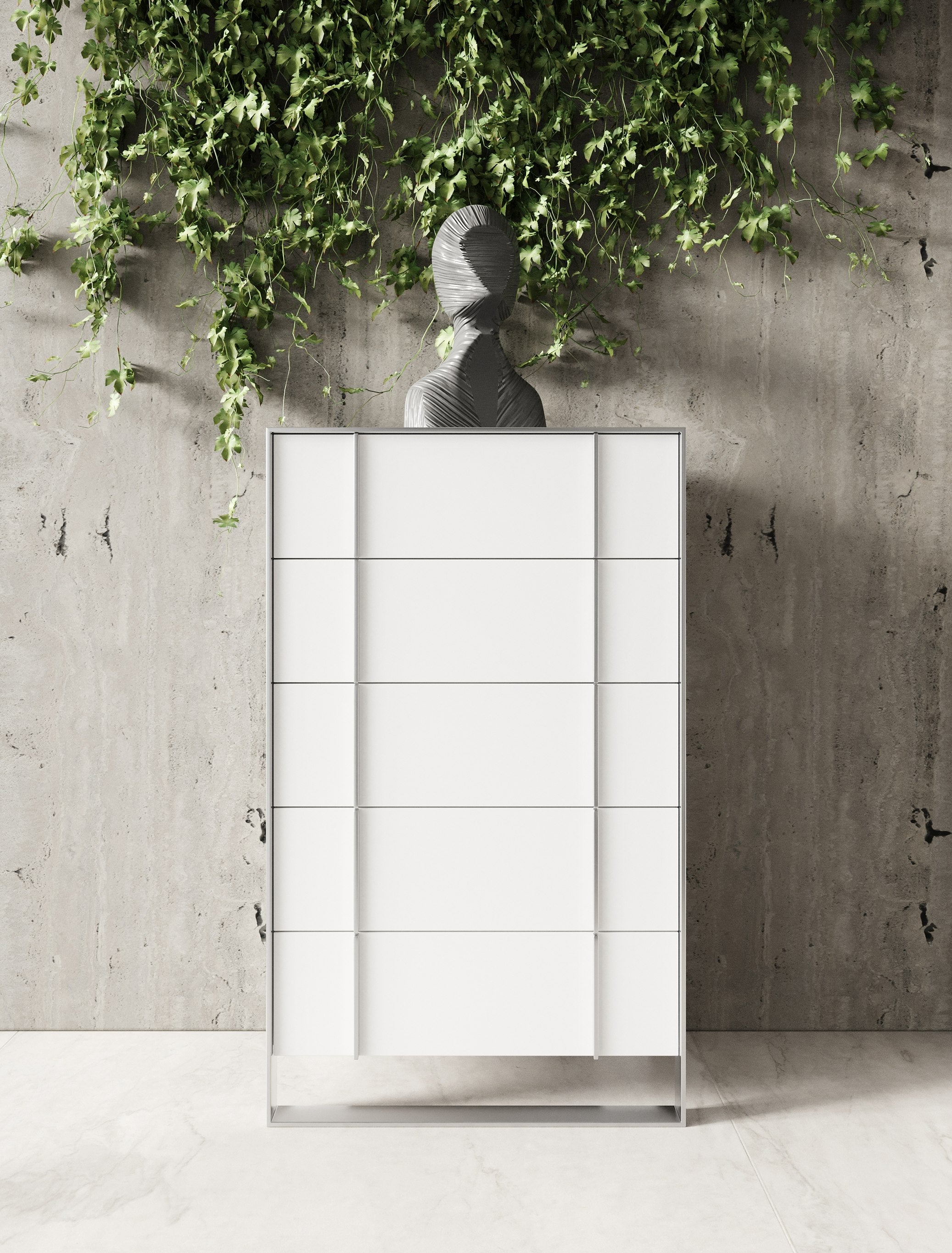 Modrest Cartier - Modern White + Stainless Steel Chest
