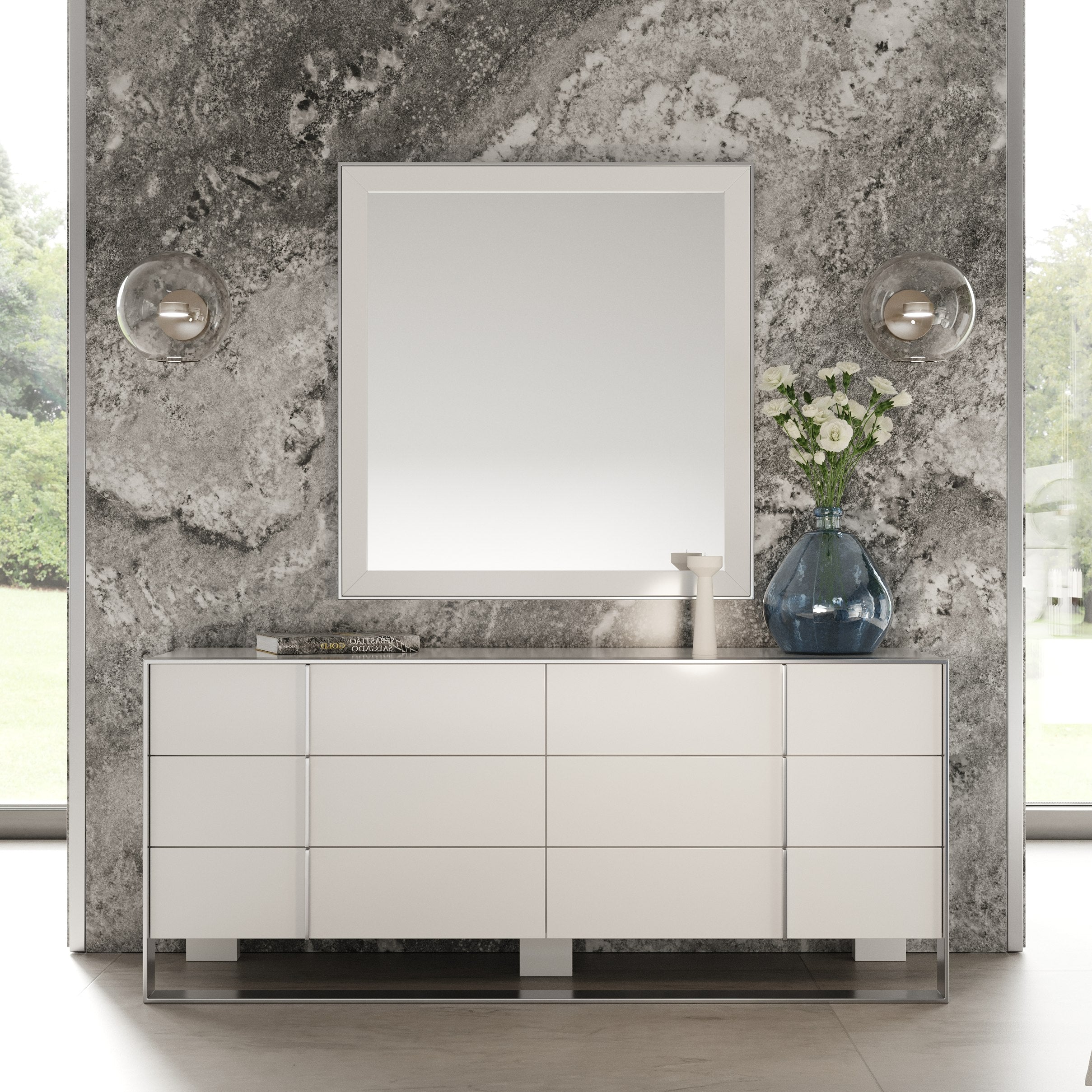 Modrest Cartier - Modern White + Stainless Steel Mirror
