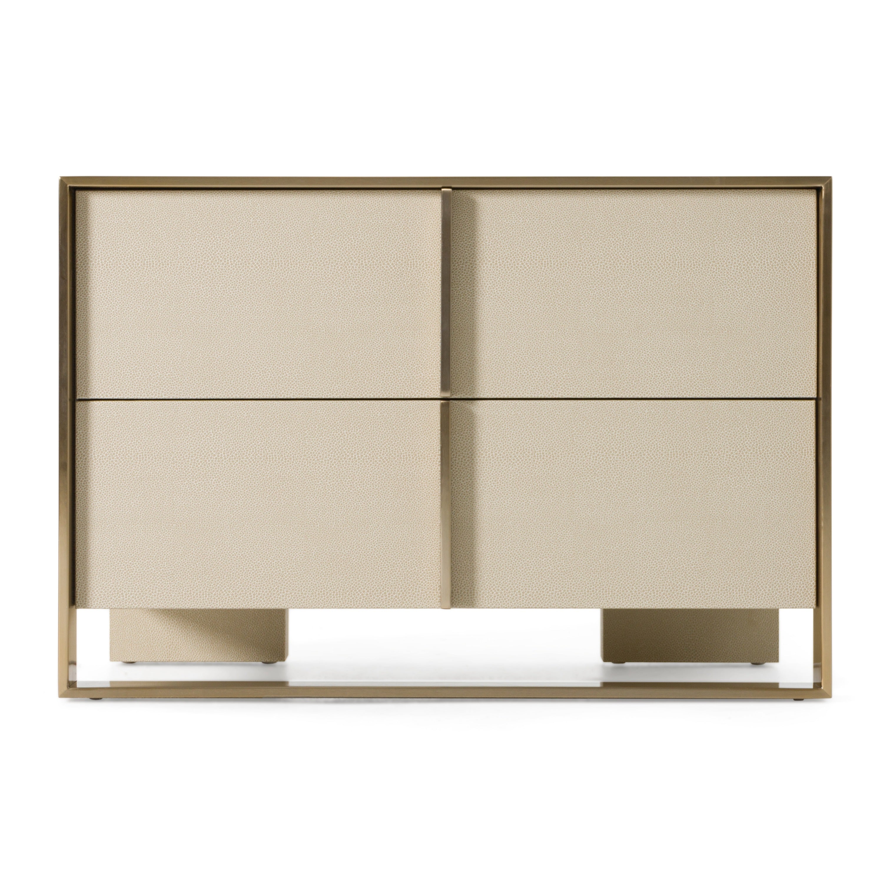 Nova Domus Cartier - Modern Beige Shagreen and Brushed Brass Nightstand