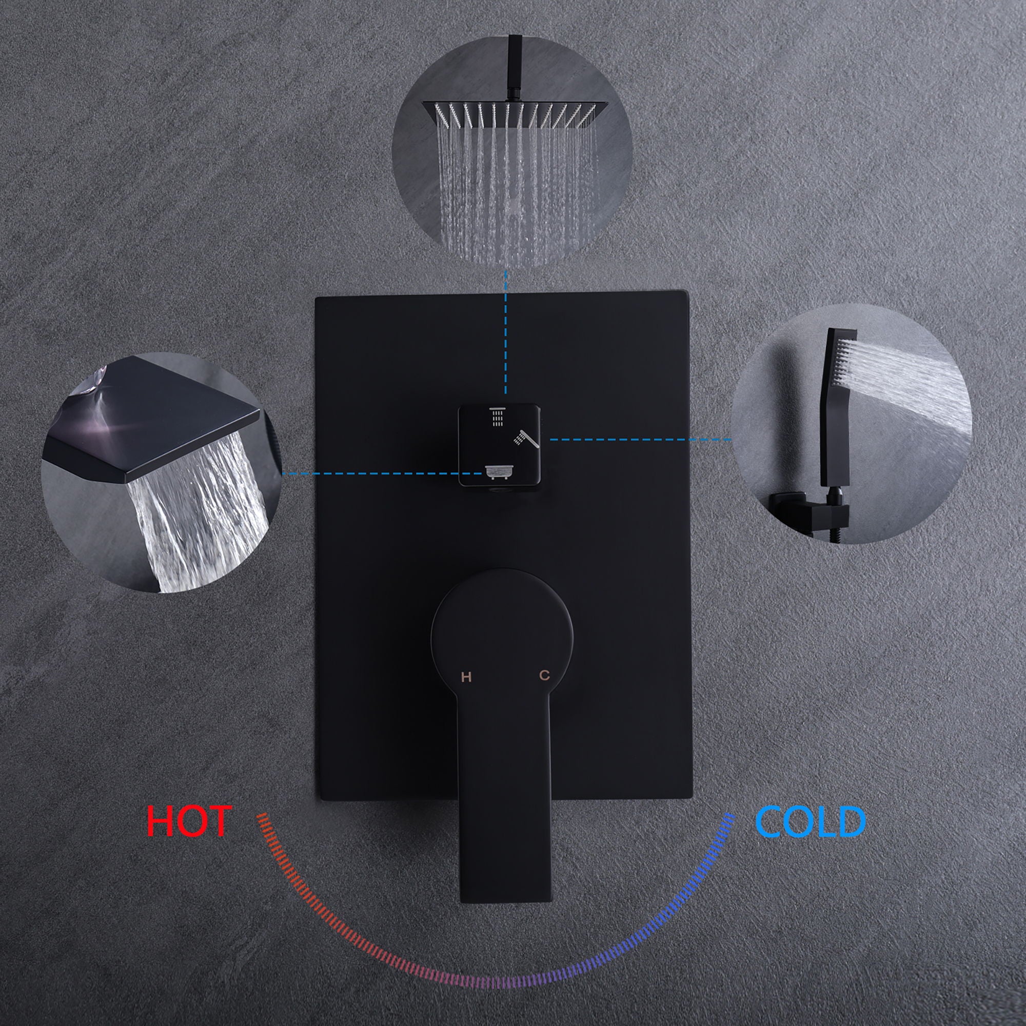 Wall Mount Shower System With High Pressure 10" Shower Head And Handheld