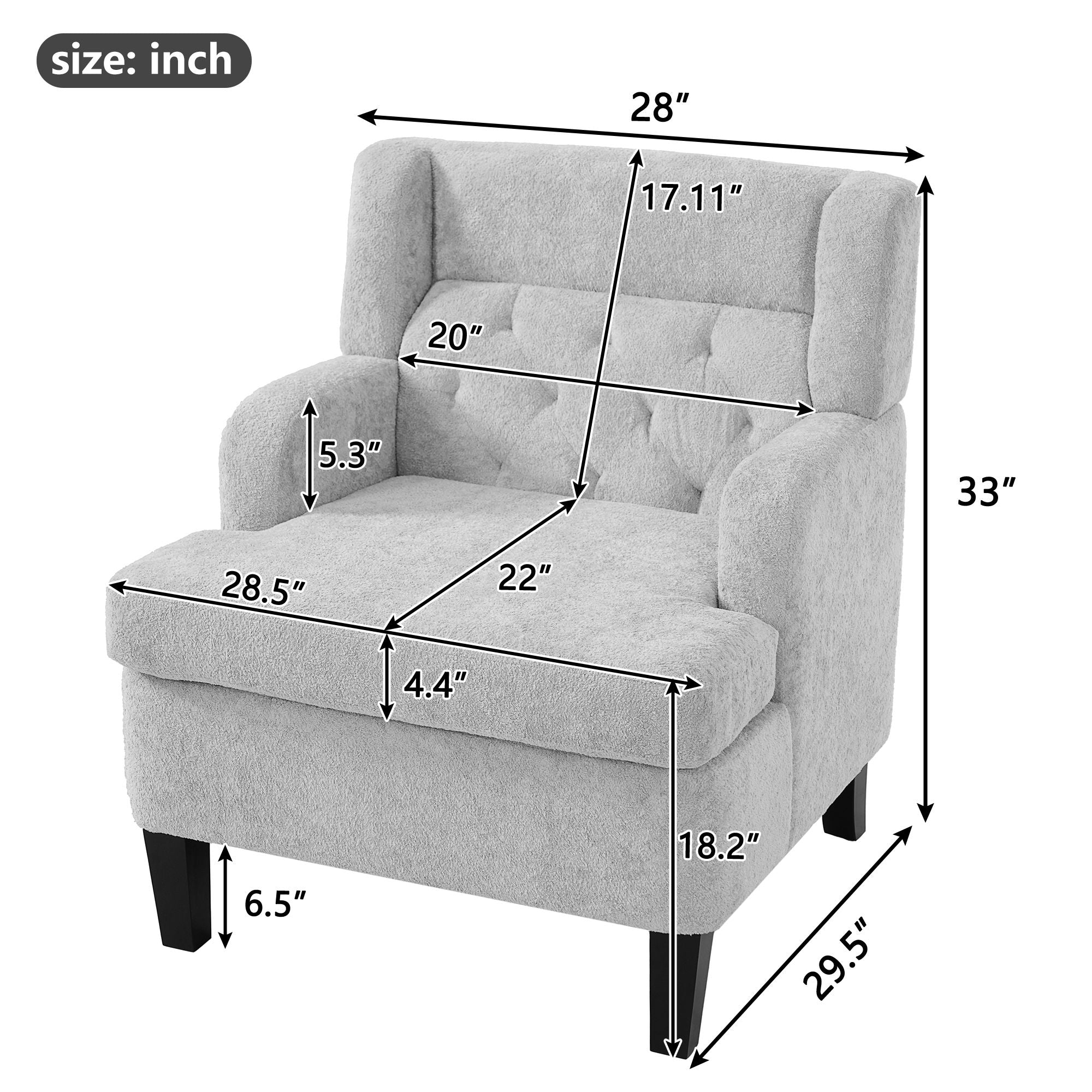 Modern Tufted Upholstered Accent Chair For Living Room