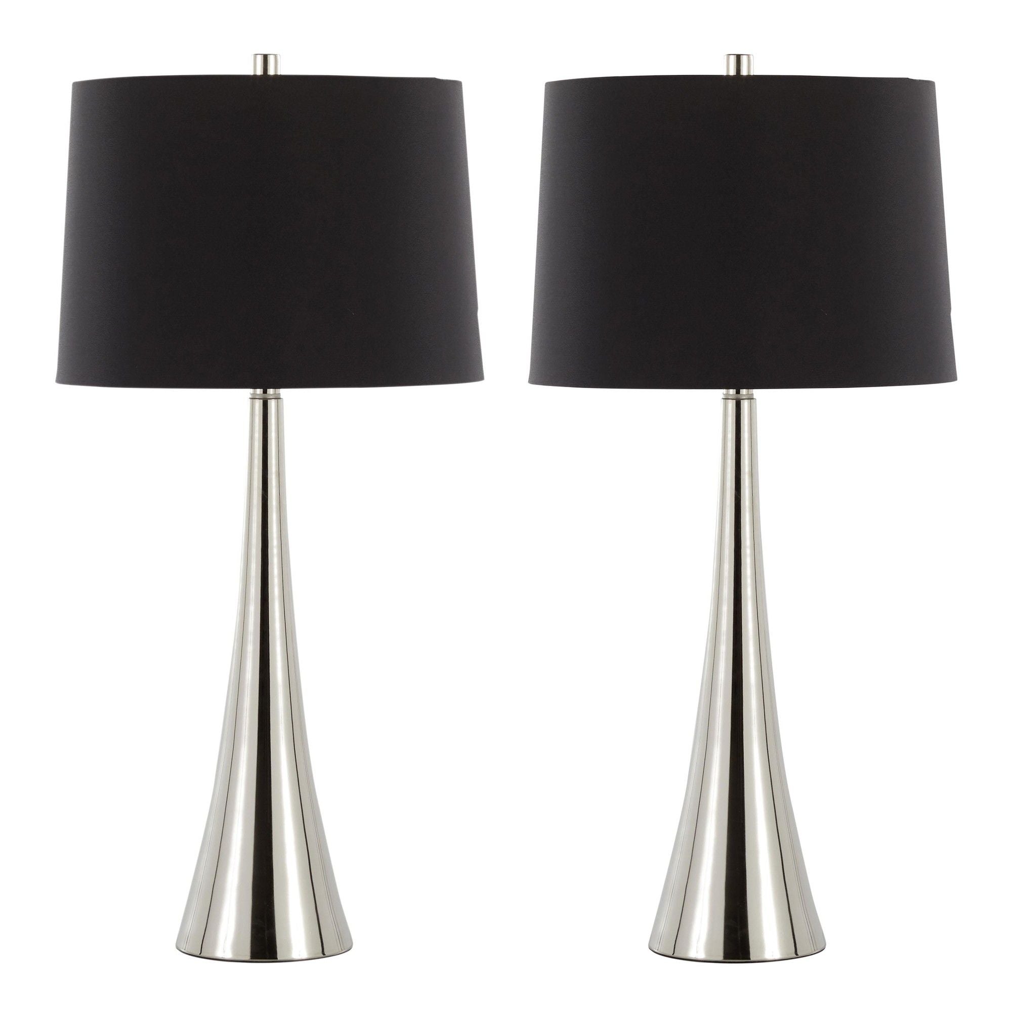 Diana - Contemporary Table Lamp (Set of 2) - Polished Nickel / Black Satin