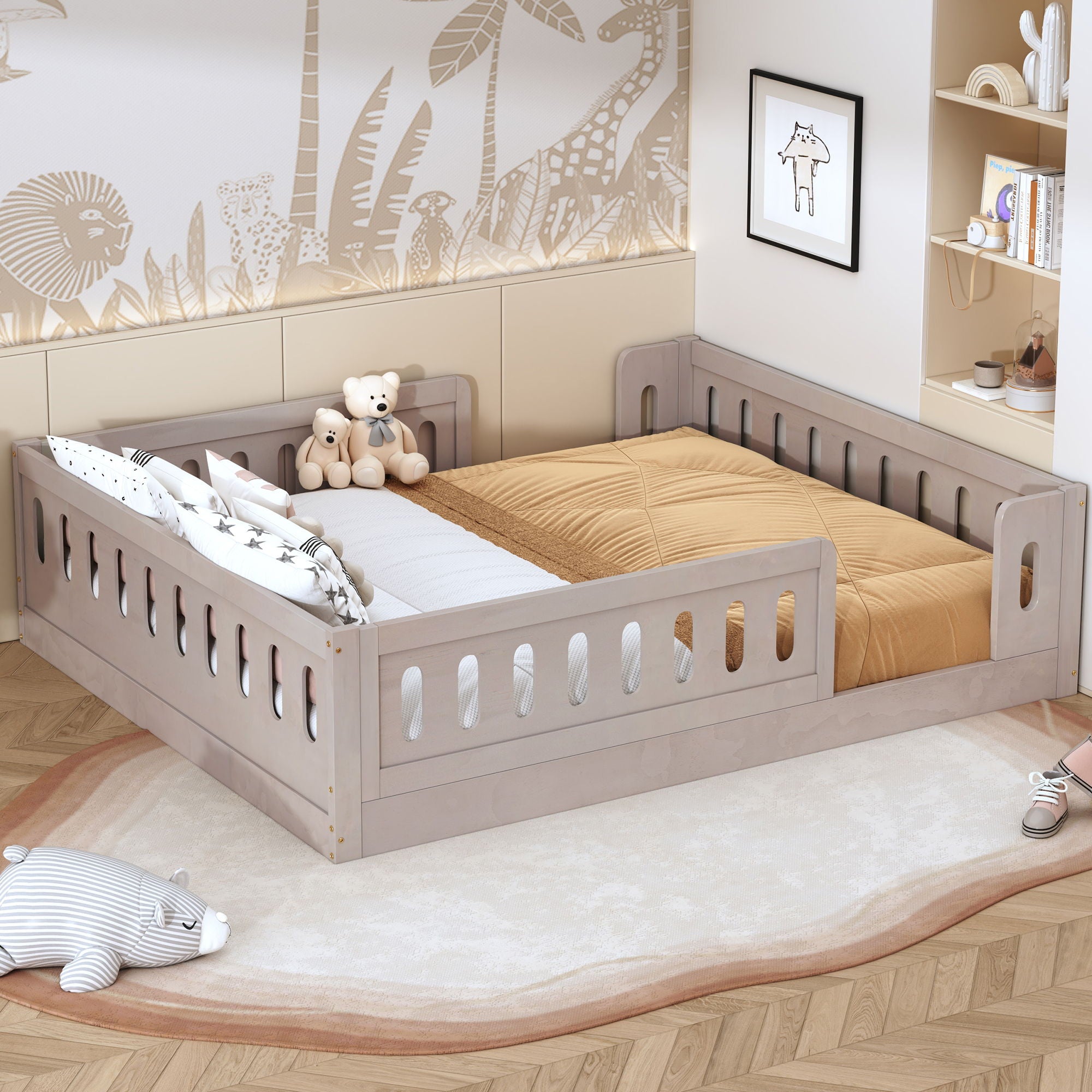 Platform Bed With Guardrail