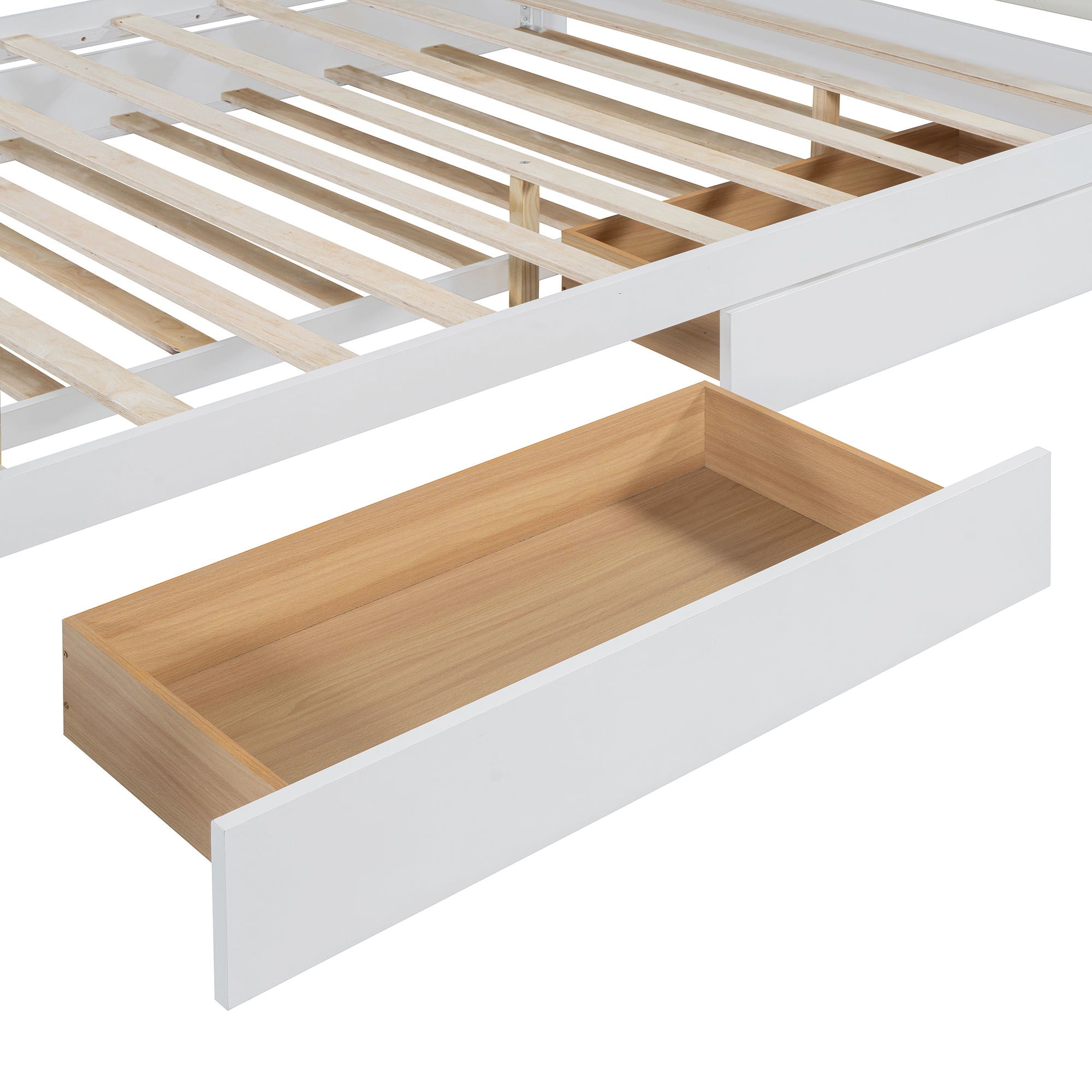 Storage Platform Bed, With 2 Big Drawers, Trundle