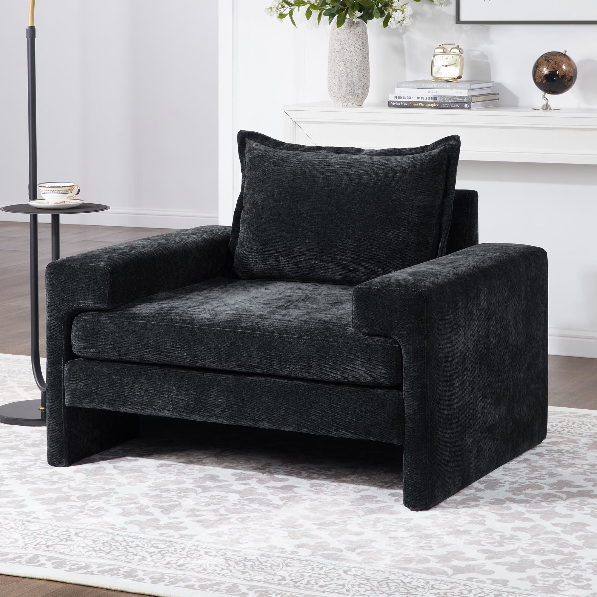 Upholstered Accent Chair With Wide Armrests And Ergonomic Back Support