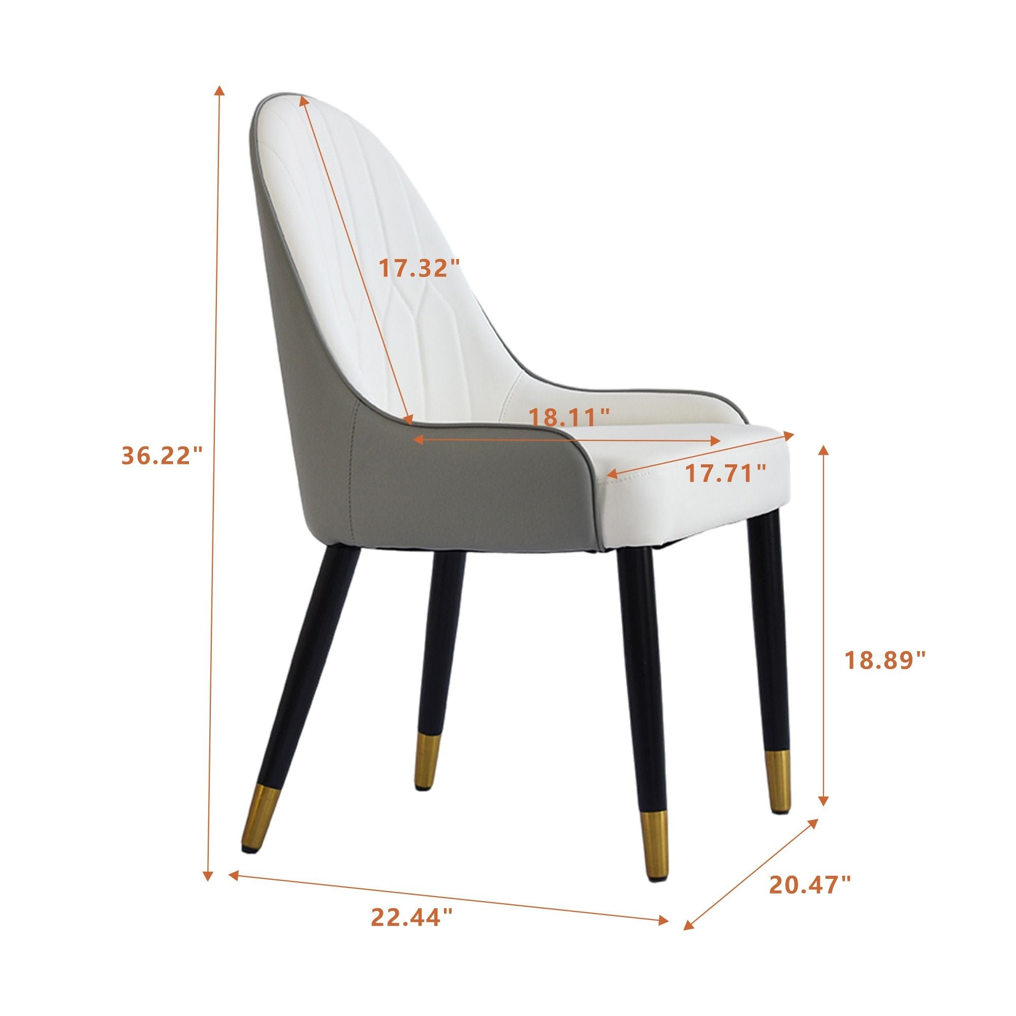 Modern Sponge-Filled Dining Chair, Solid Wood Metal Legs, Suitable For Restaurants, Living Rooms And Rooms (Set of 2)