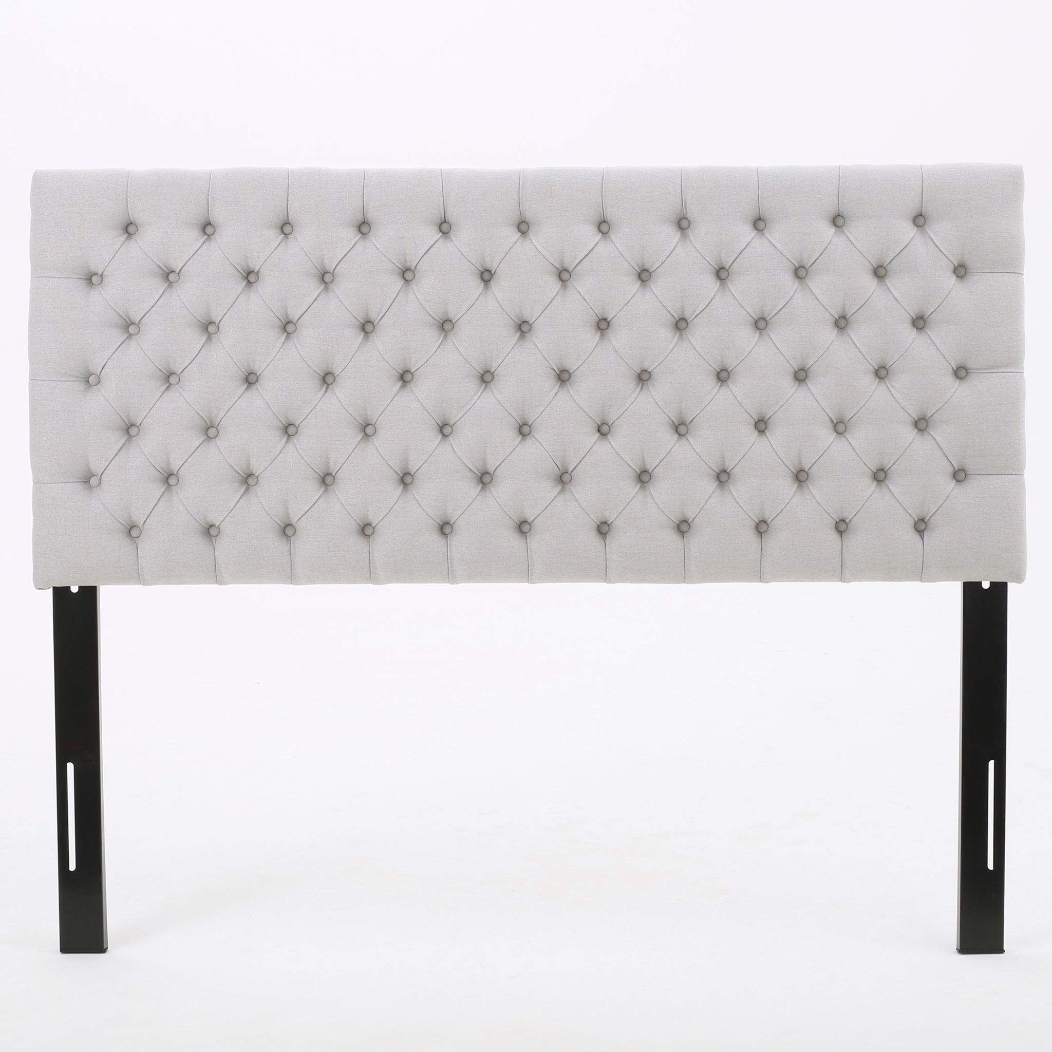 Queen Size Headboard With Button Tufting - Light Gray