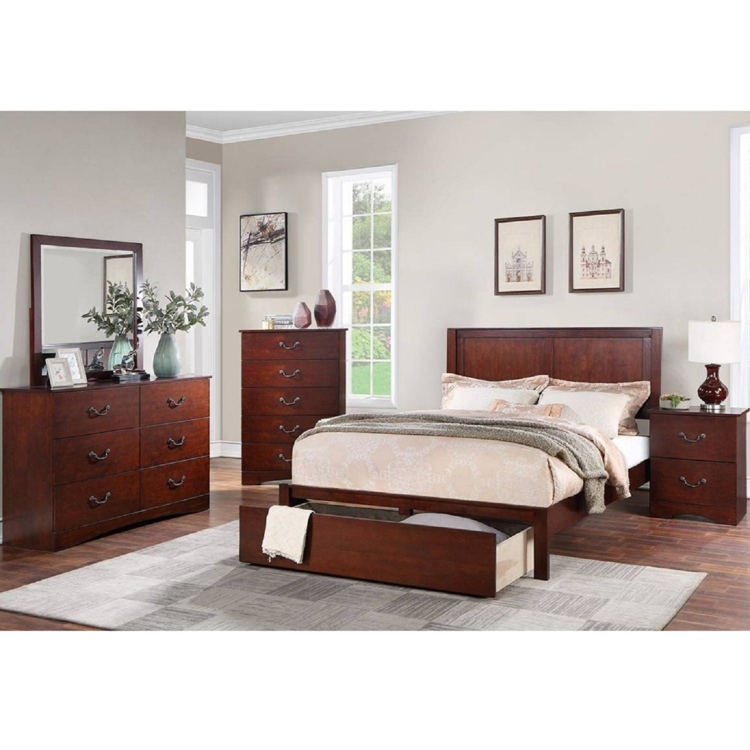 Bed With 2 Panel Headboard
