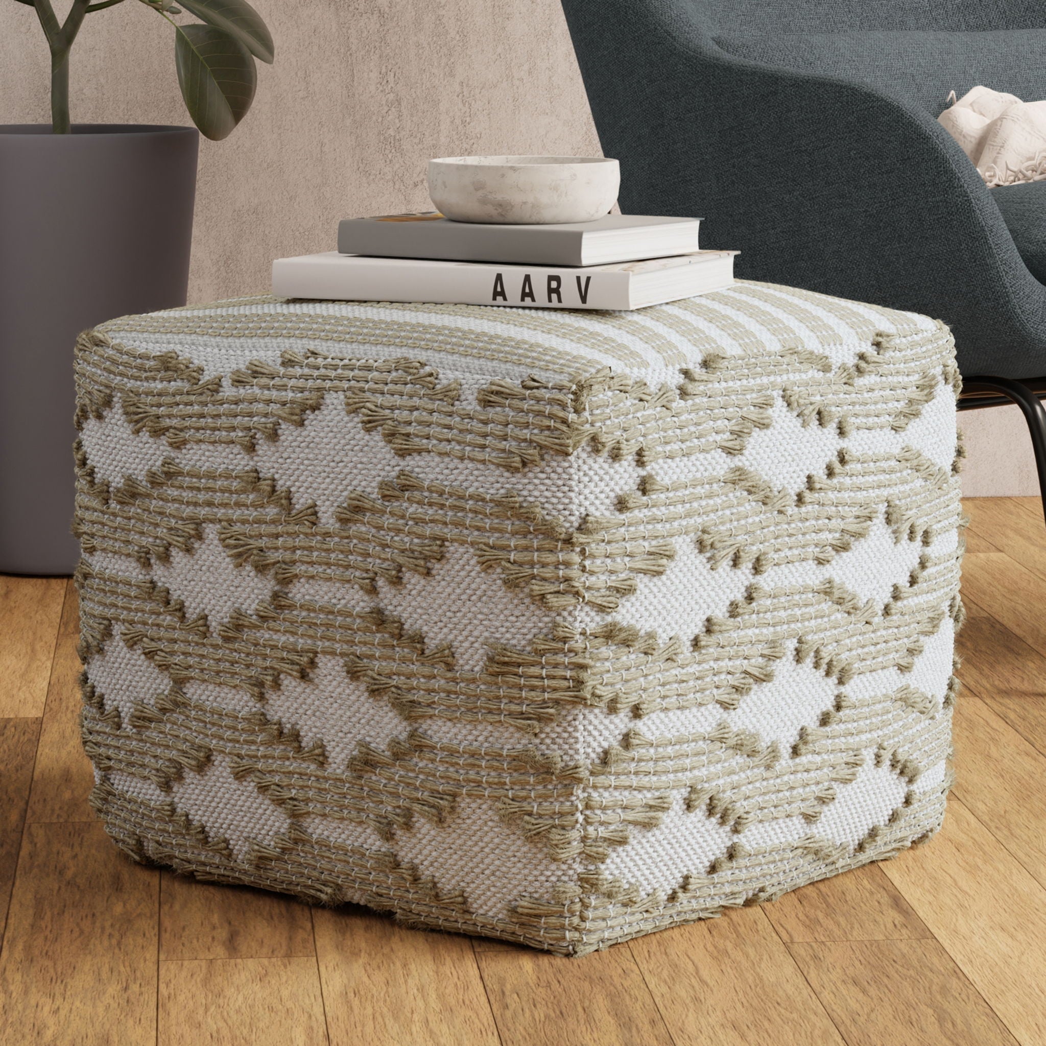 Rowan - Square Pouf Ottoman - Natural