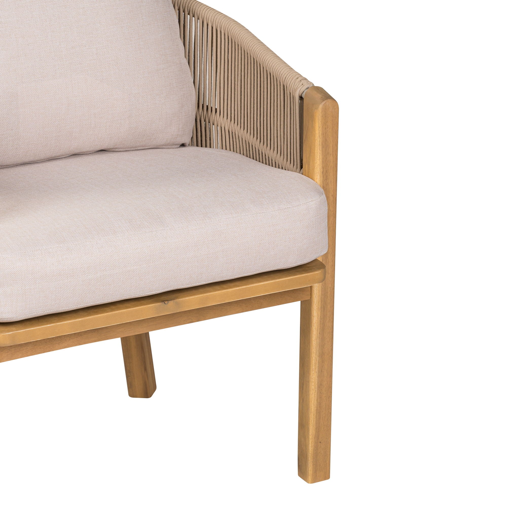 Grotta - Outdoor Dining Arm Chair (Set of 2) - Teak / Beige
