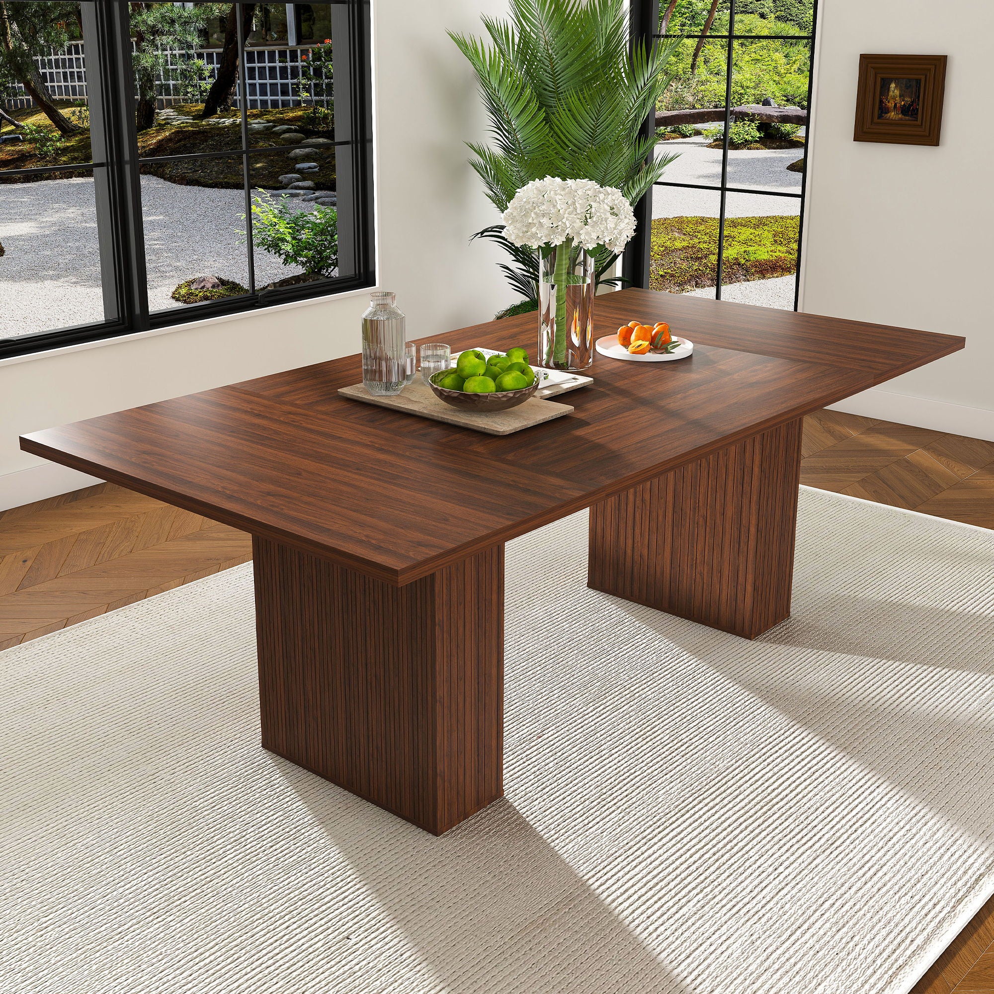 Rectangular Dining Table With Storage Base - Walnut