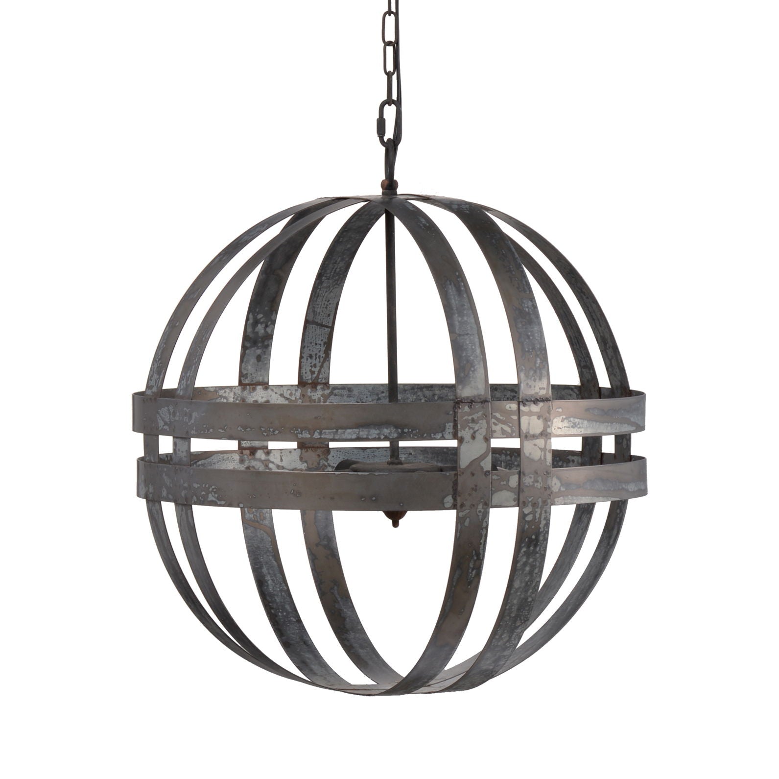 4 Light Galvanized Chandelier, Hanging Light Fixture With Adjustable Chain For Kitchen, Bulb Not Included - Gray