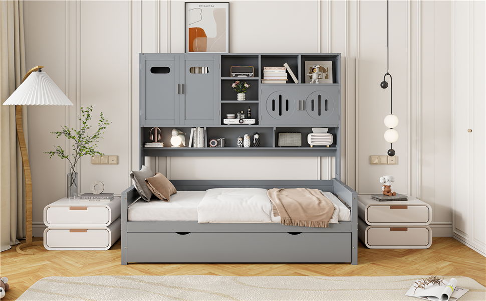 Daybed & All-In-One Cabinet And Shelf