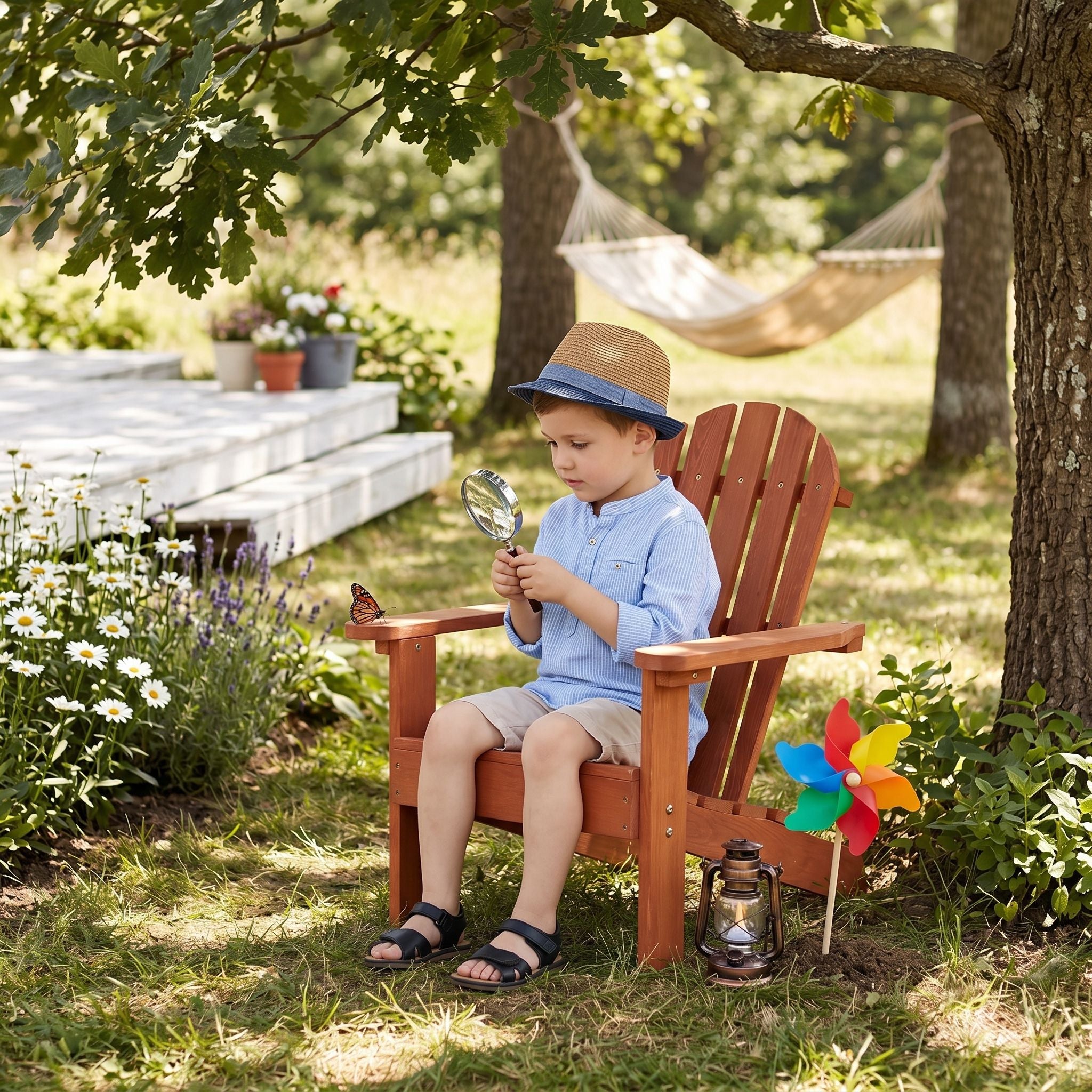Kids Adirondack Chair For Indoor And Outdoor Use - Red