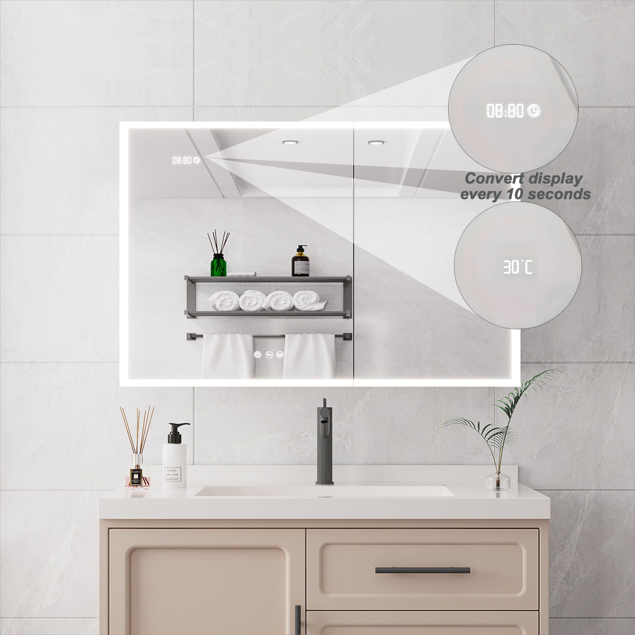 Bathroom Medicine Cabinet With Lights, LED Medicine Cabinet With Mirror, Lighted Medicine Cabinet With Defogger