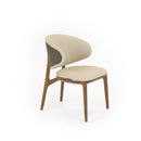 Modrest Chance - Contemporary Cream and Brown Leatherette Walnut Dining Chair