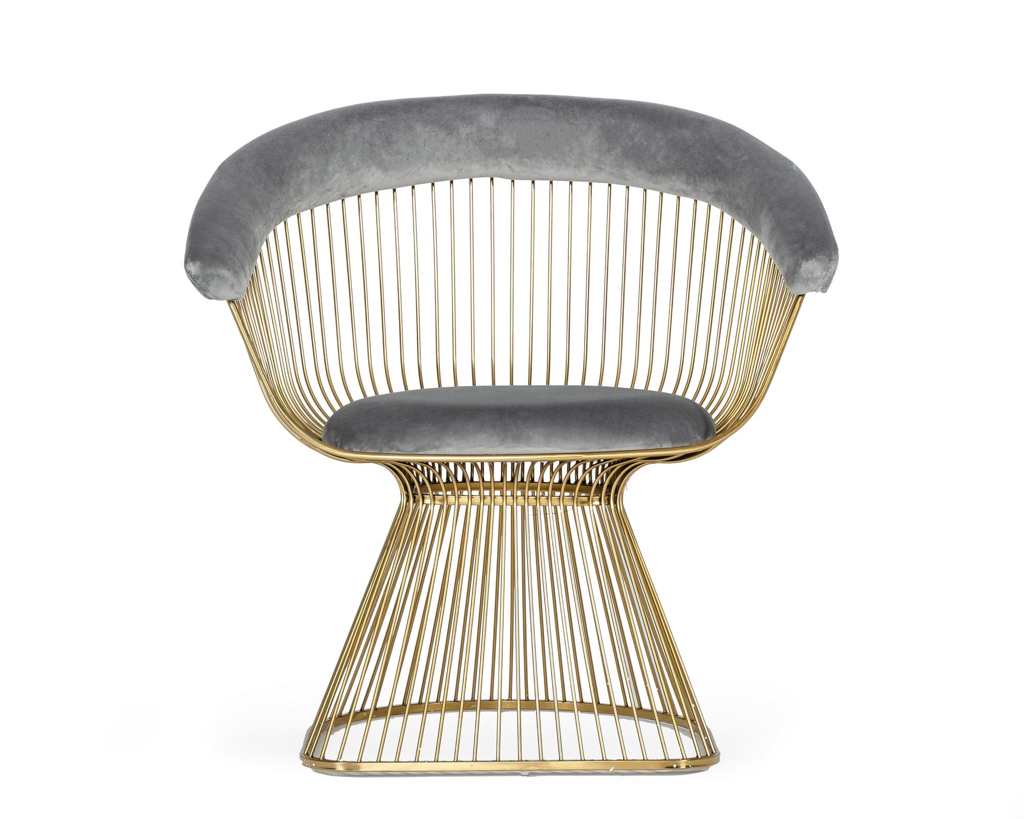 Modrest Chandler - Modern Grey Velvet & Gold Dining Chair