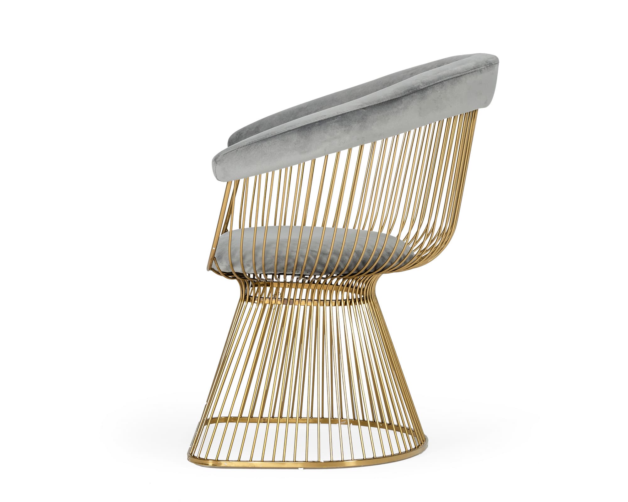Modrest Chandler - Modern Grey Velvet & Gold Dining Chair